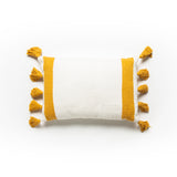 Tassel Cushion - White/Mustard