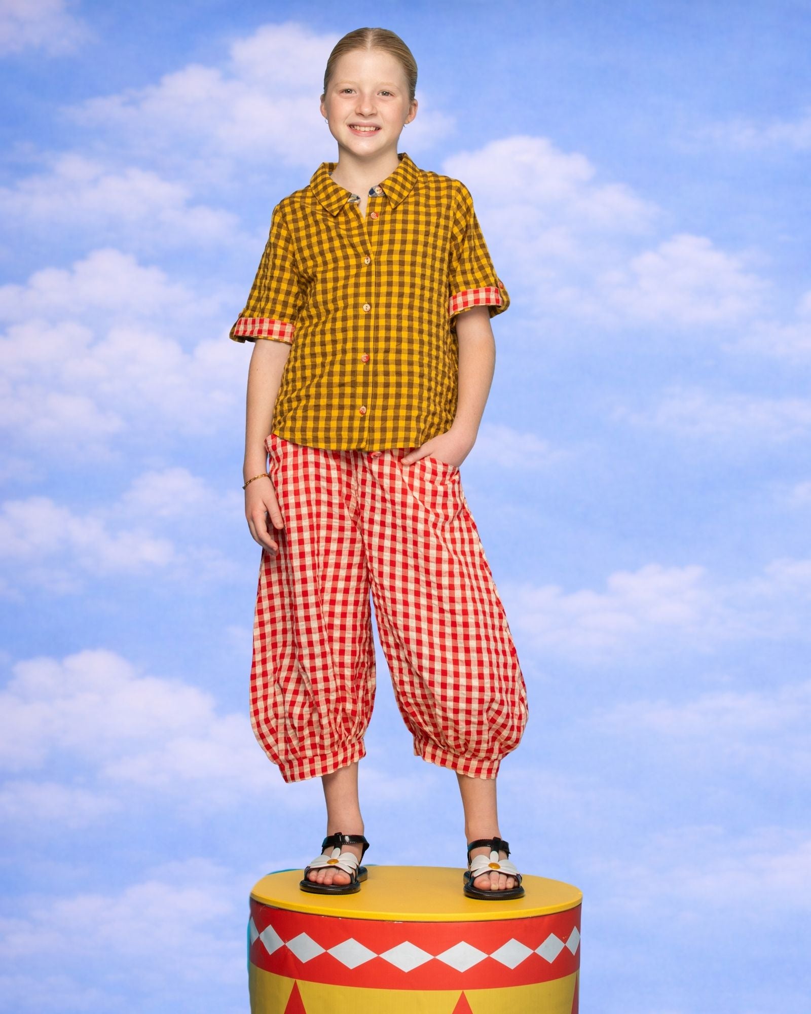 Kids Guru Pant - Red Seersucker