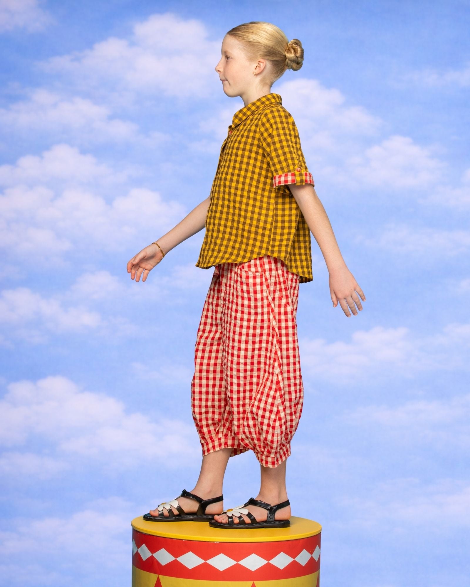 Kids Keiko Shirt - Mustard Seersucker