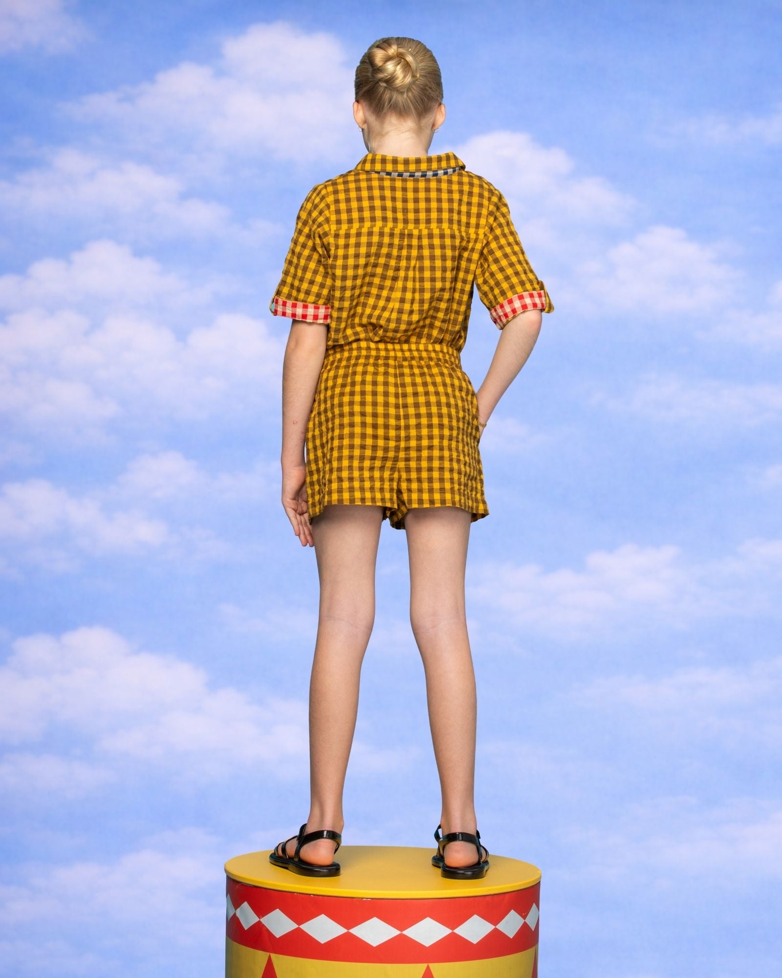 Kids Keiko Short - Mustard Seersucker