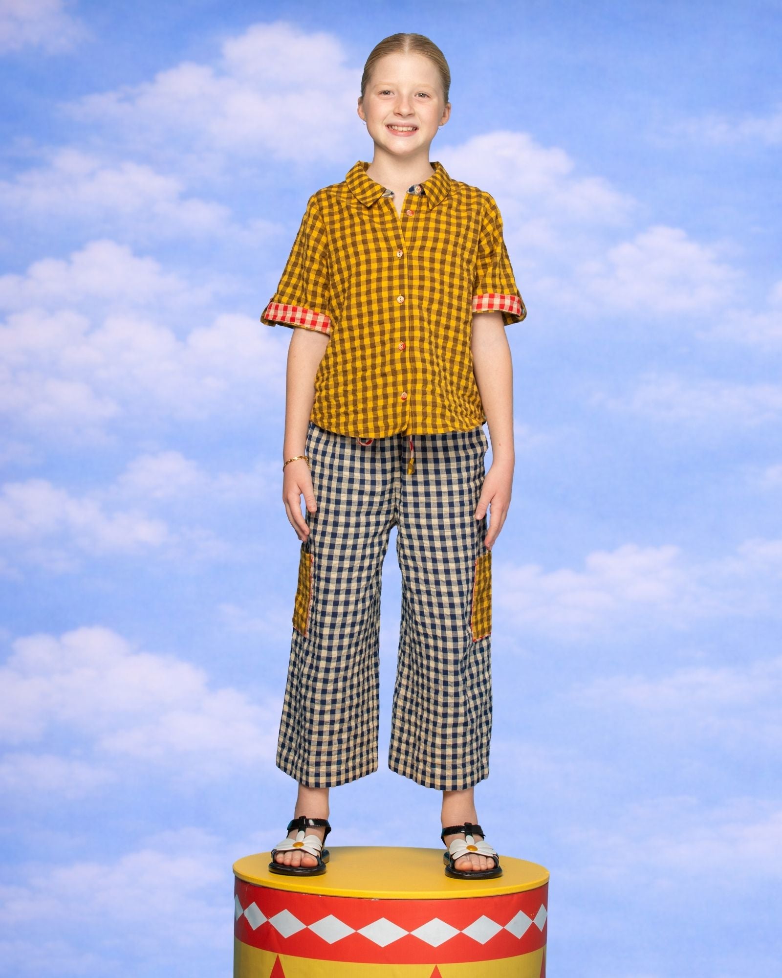 Kids Evelina Pant - Navy Seersucker