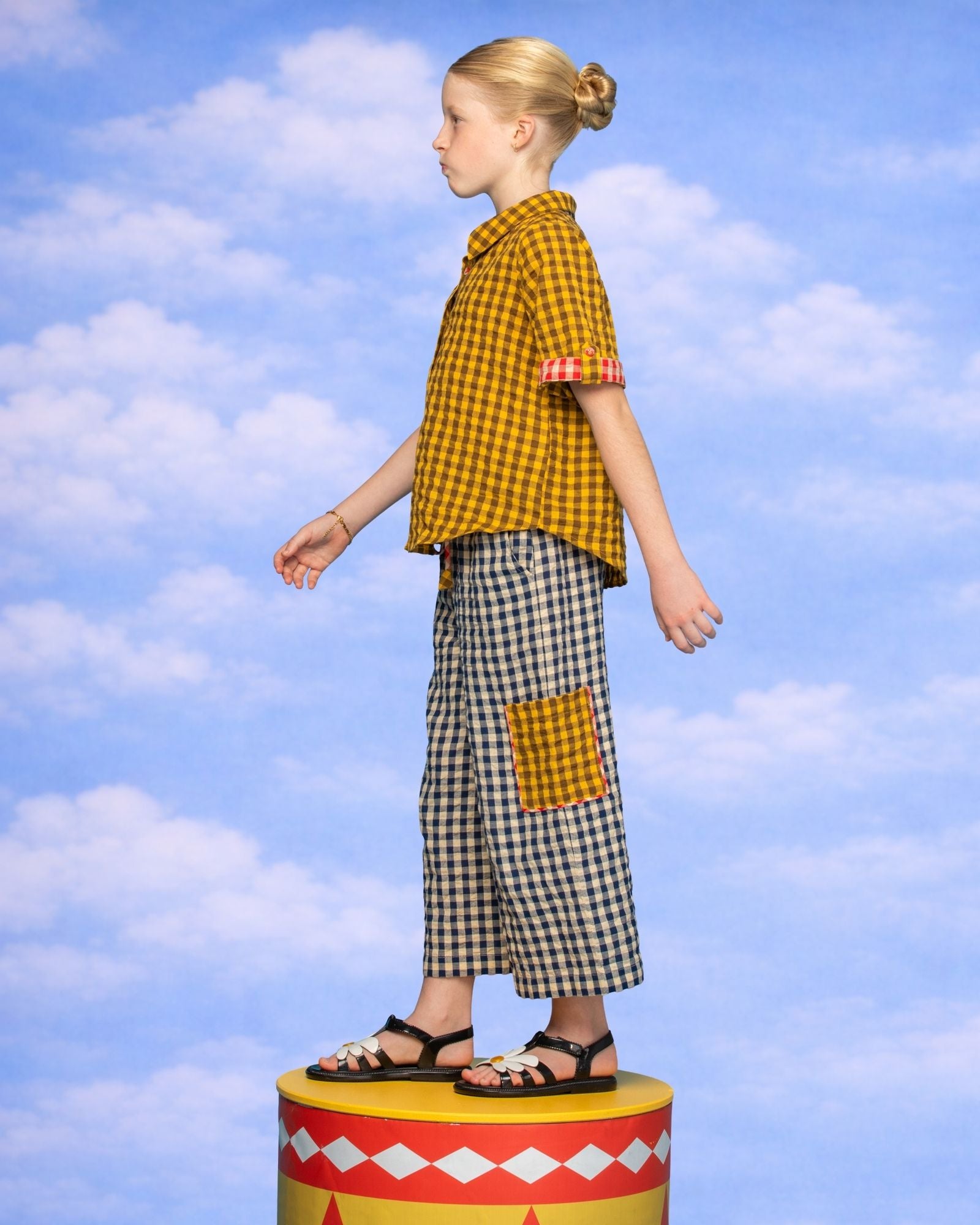 Kids Keiko Shirt - Mustard Seersucker