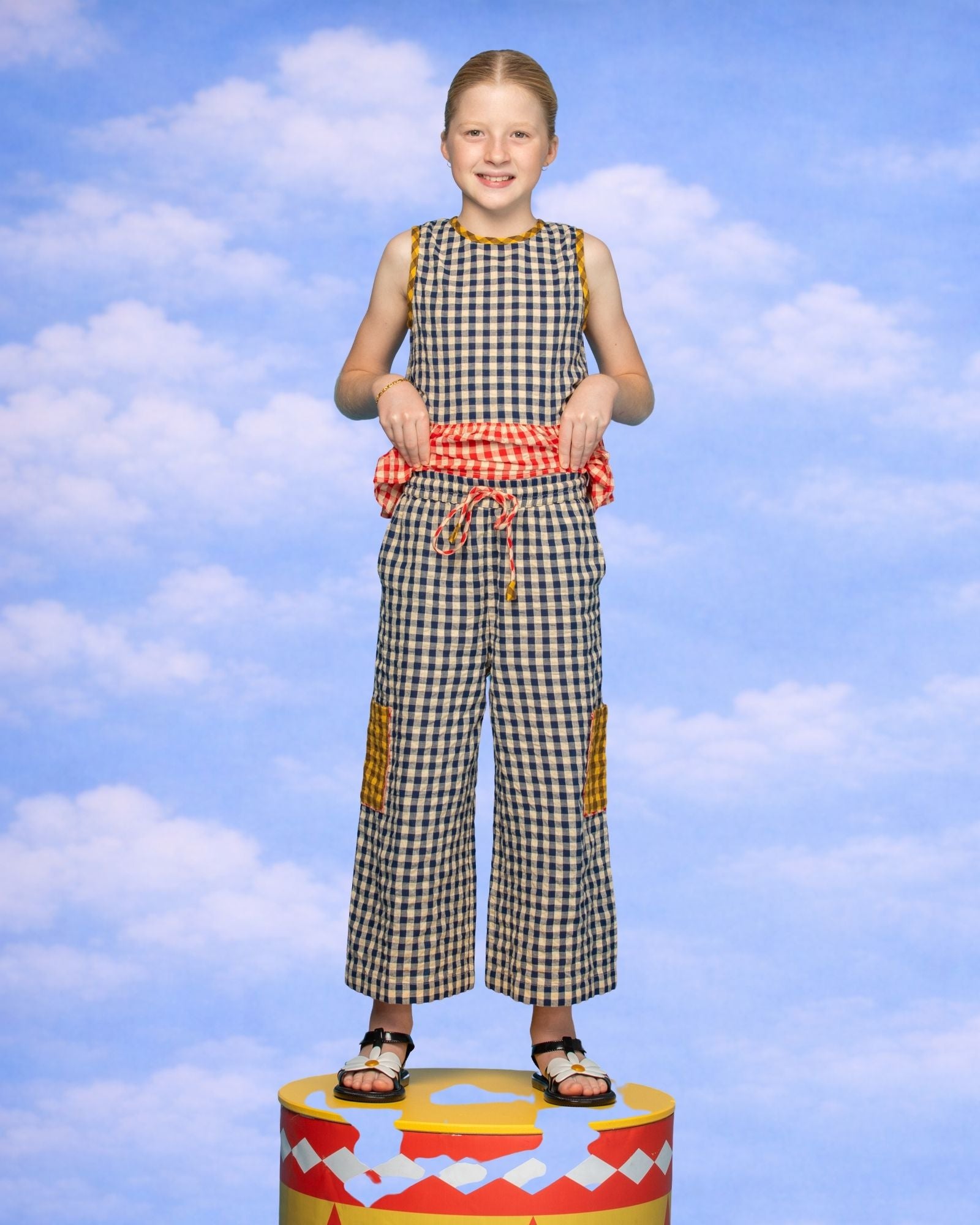 Kids Evelina Pant - Navy Seersucker