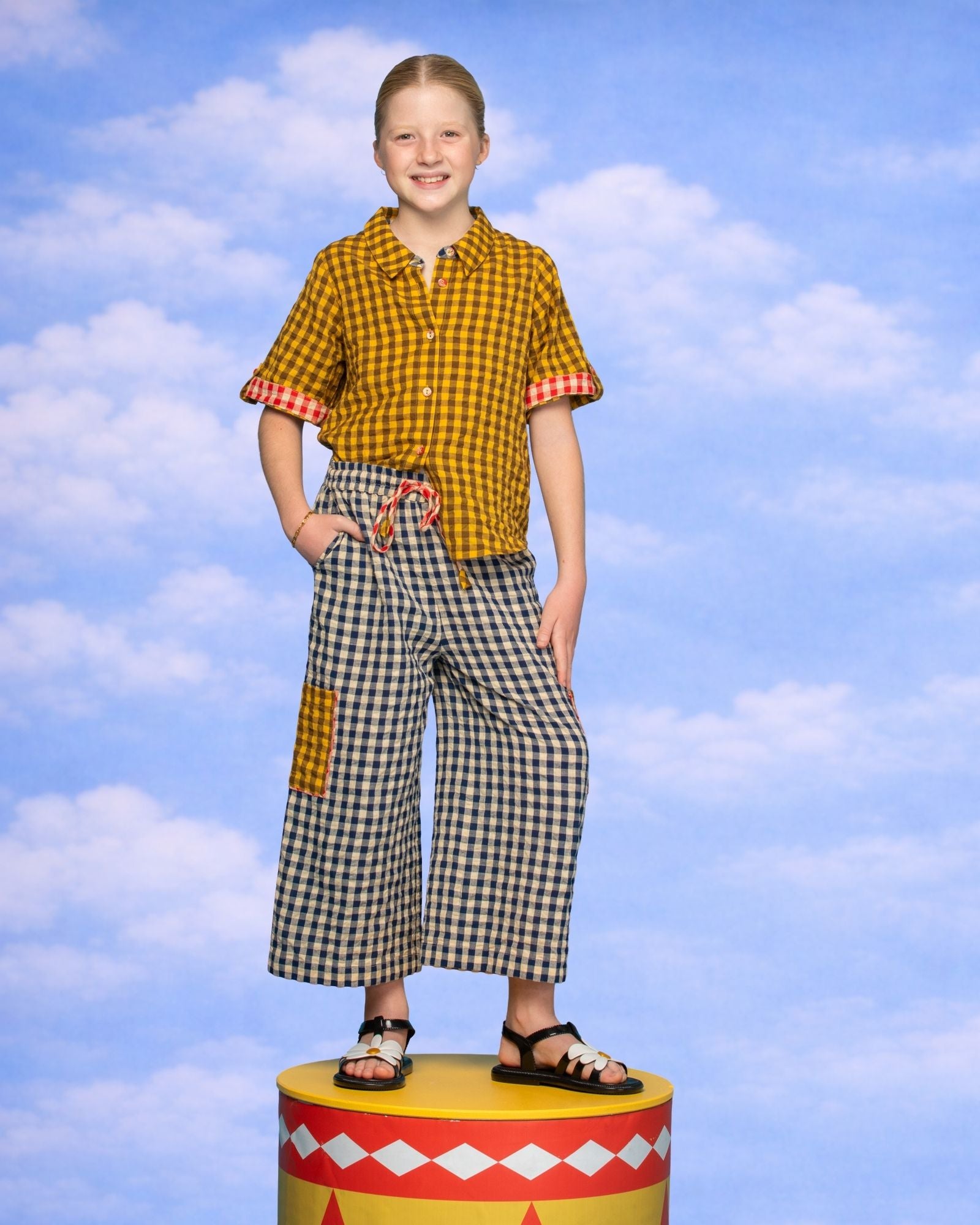 Kids Evelina Pant - Navy Seersucker