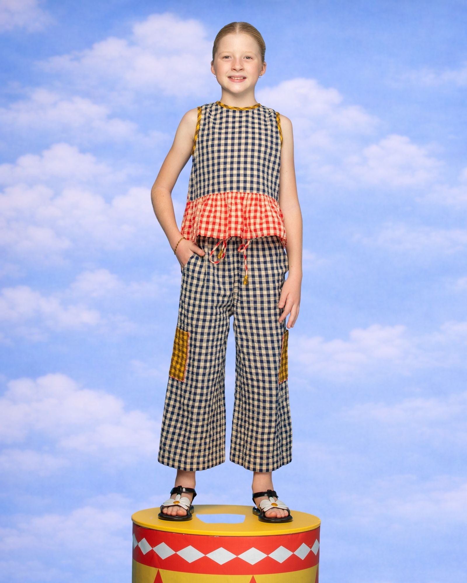 Kids Gillie Top - Spliced Seersucker