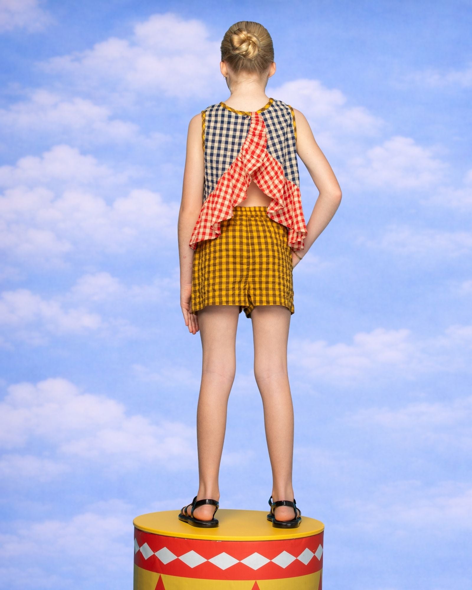 Kids Gillie Top - Spliced Seersucker