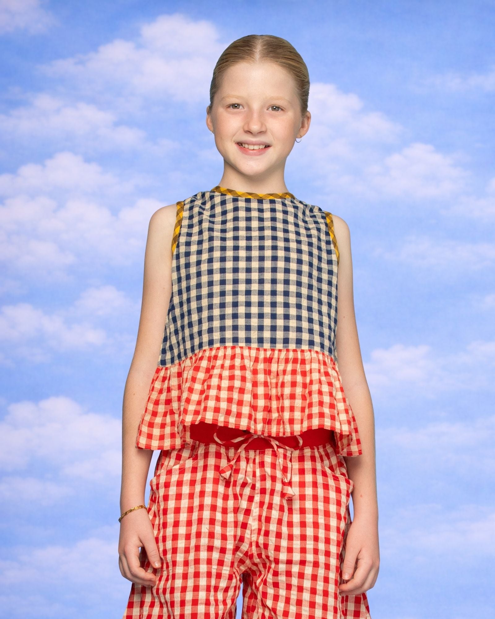Kids Gillie Top - Spliced Seersucker