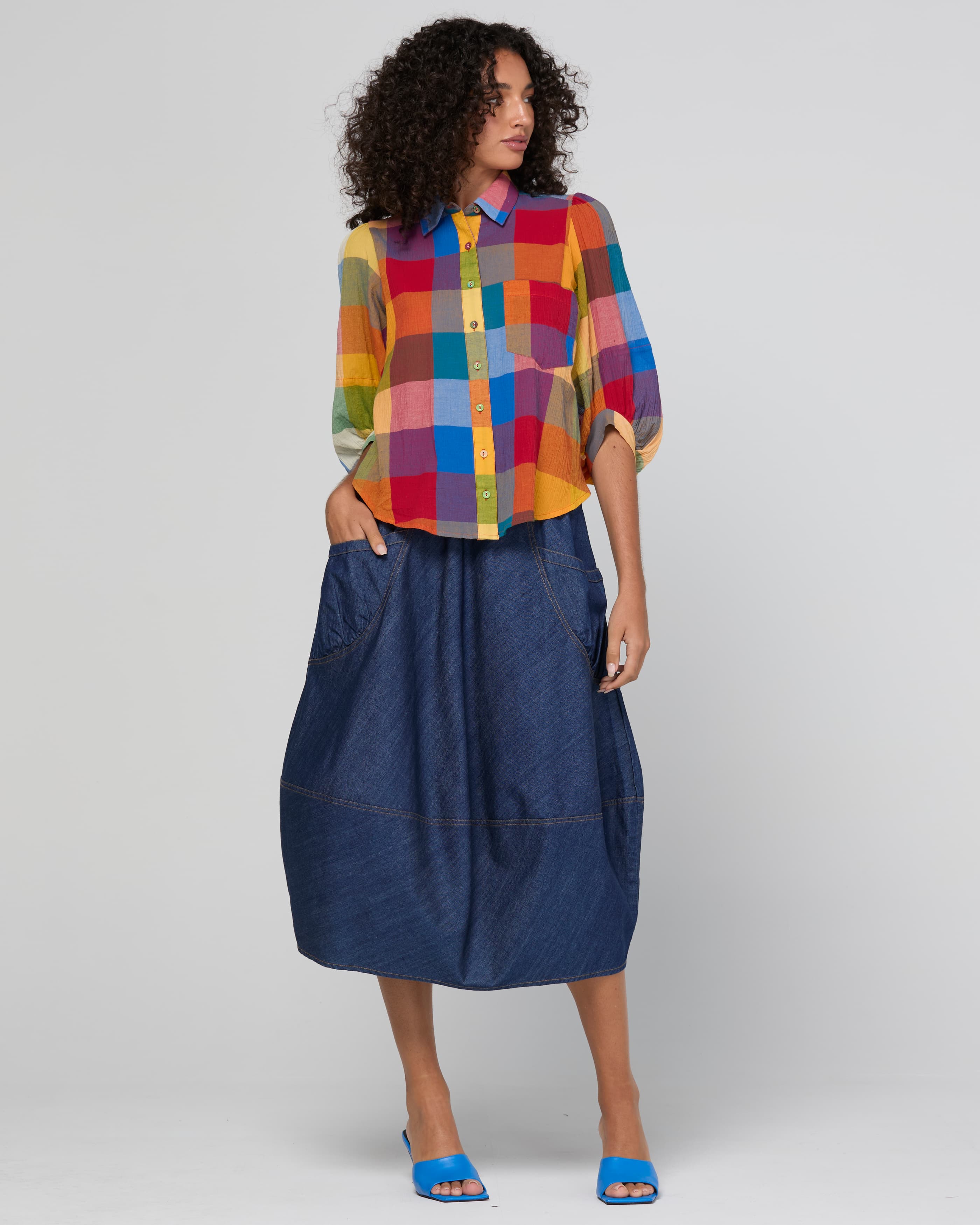 Guru Skirt - Dark Denim Contrast Stitching