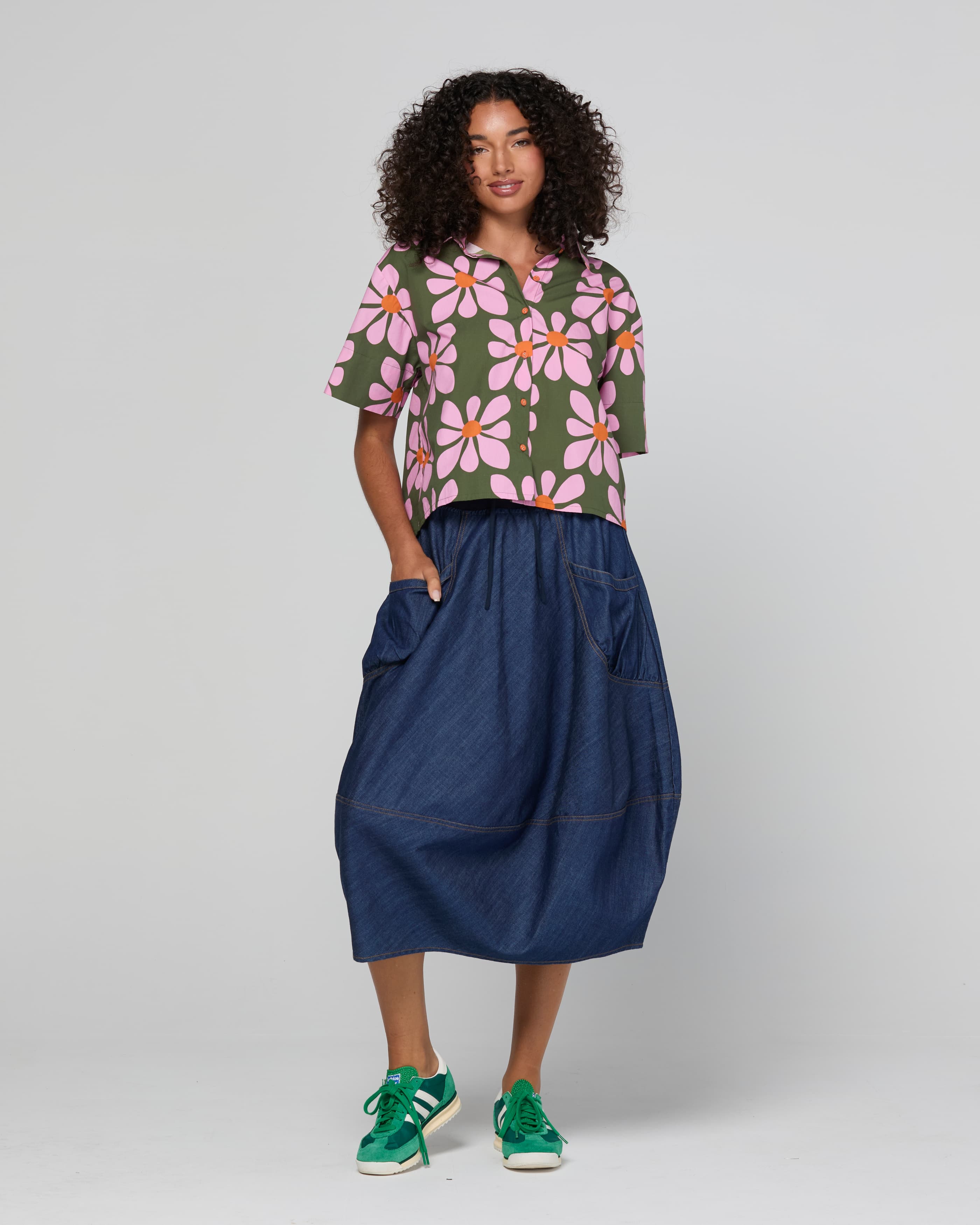 Guru Skirt - Dark Denim Contrast Stitching