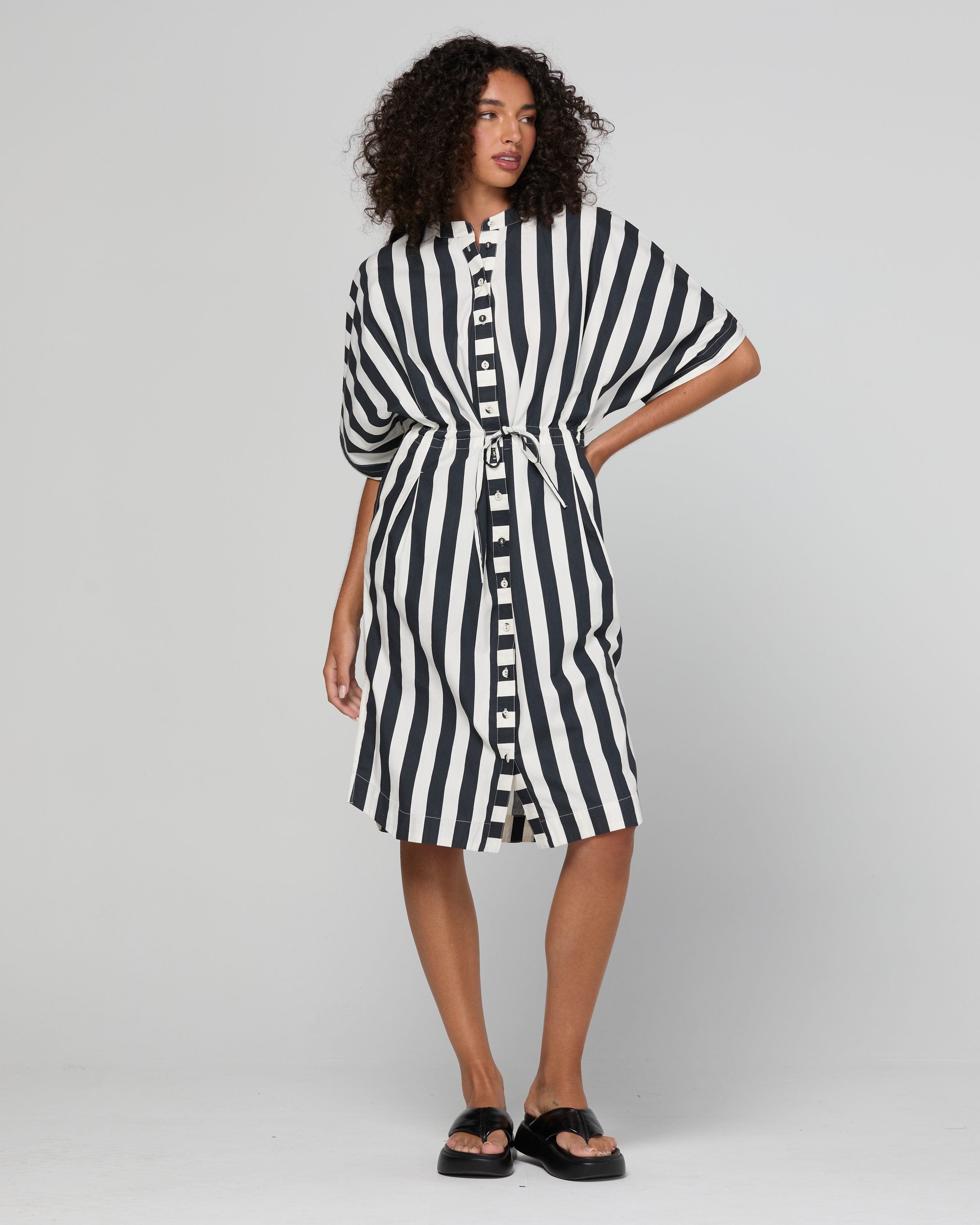 Shiro Shirt Dress - Mono Stripe