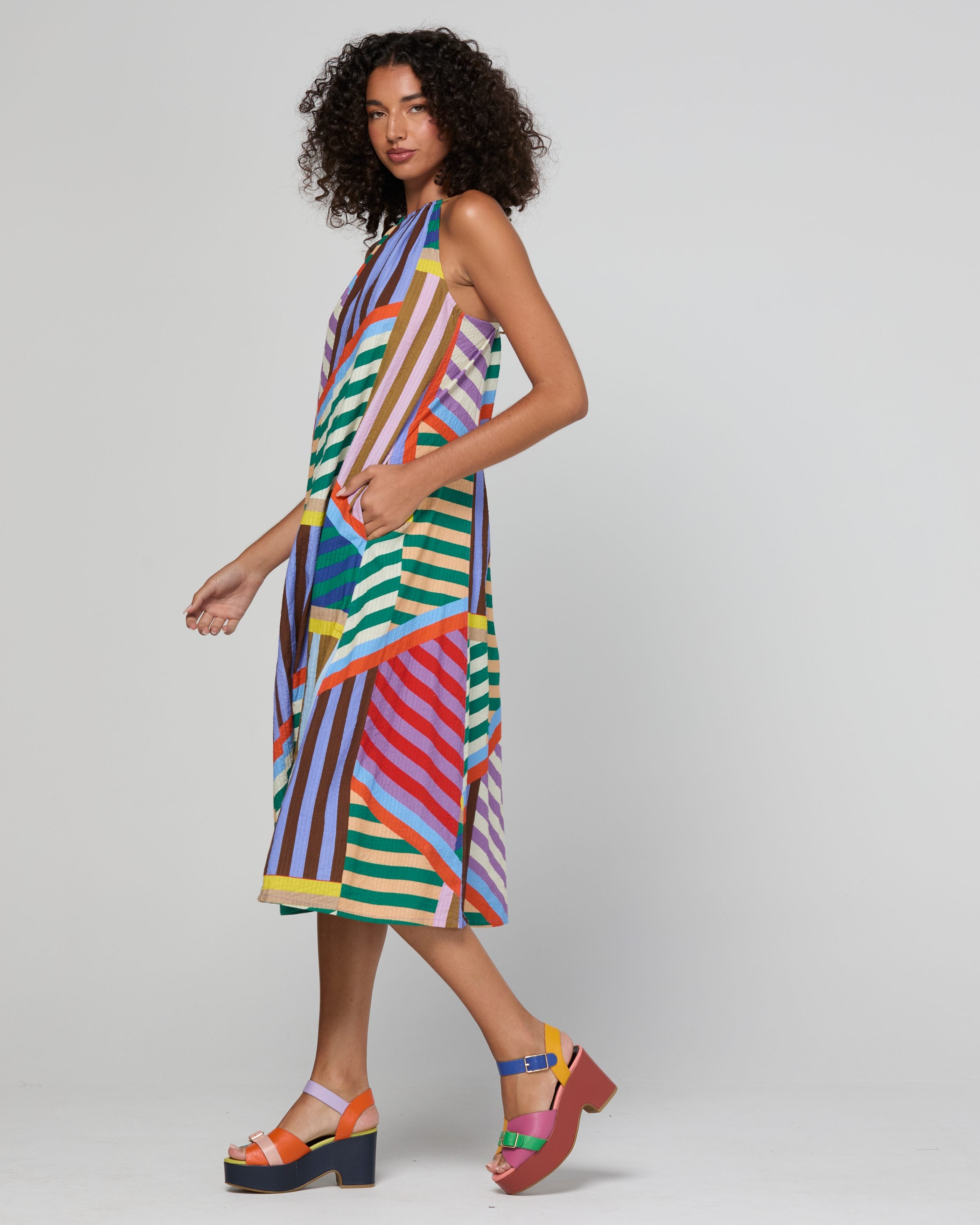 Aria Dress - Liquorice Stripe