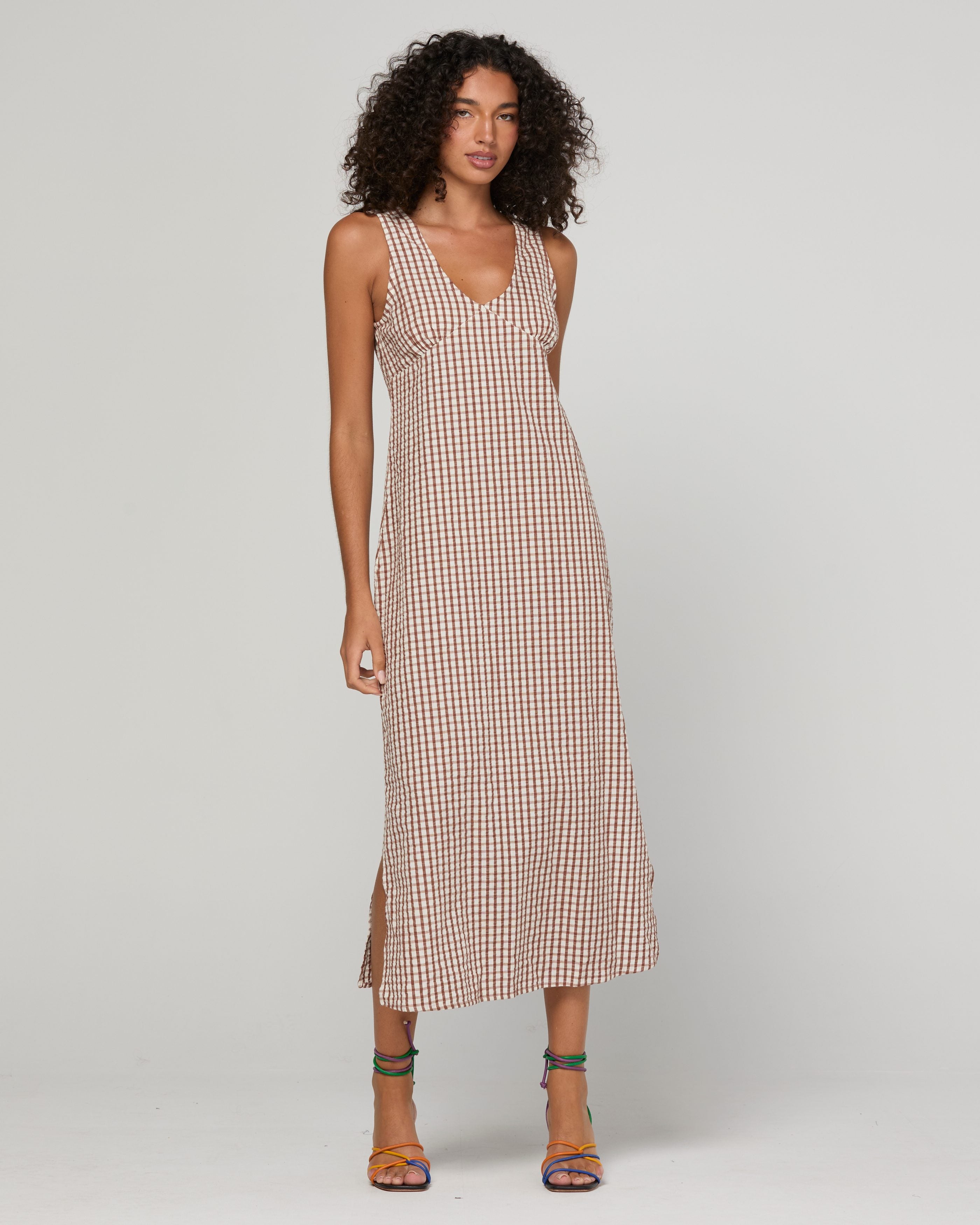 Sutora Dress - Cocoa Gingham