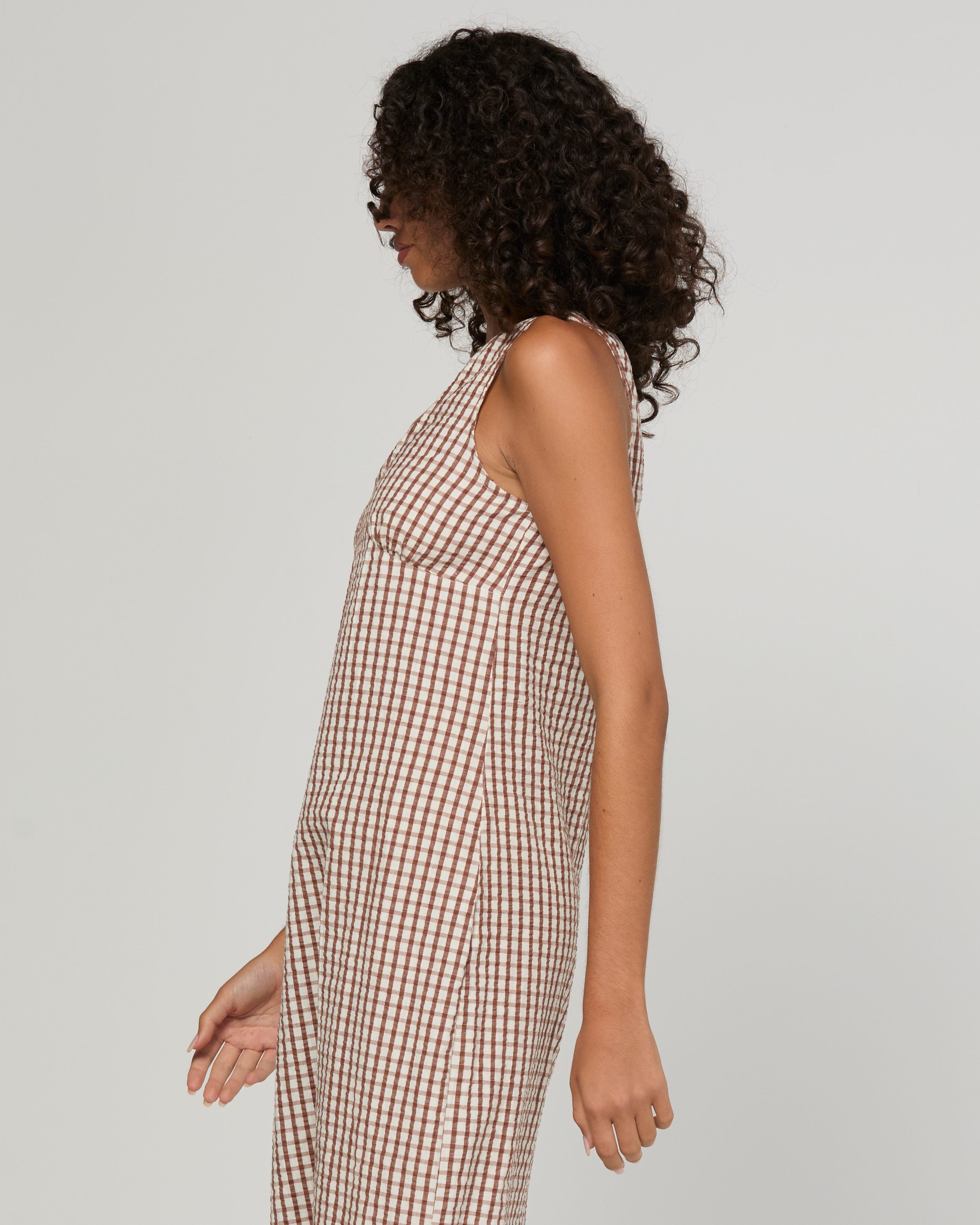 Sutora Dress - Cocoa Gingham