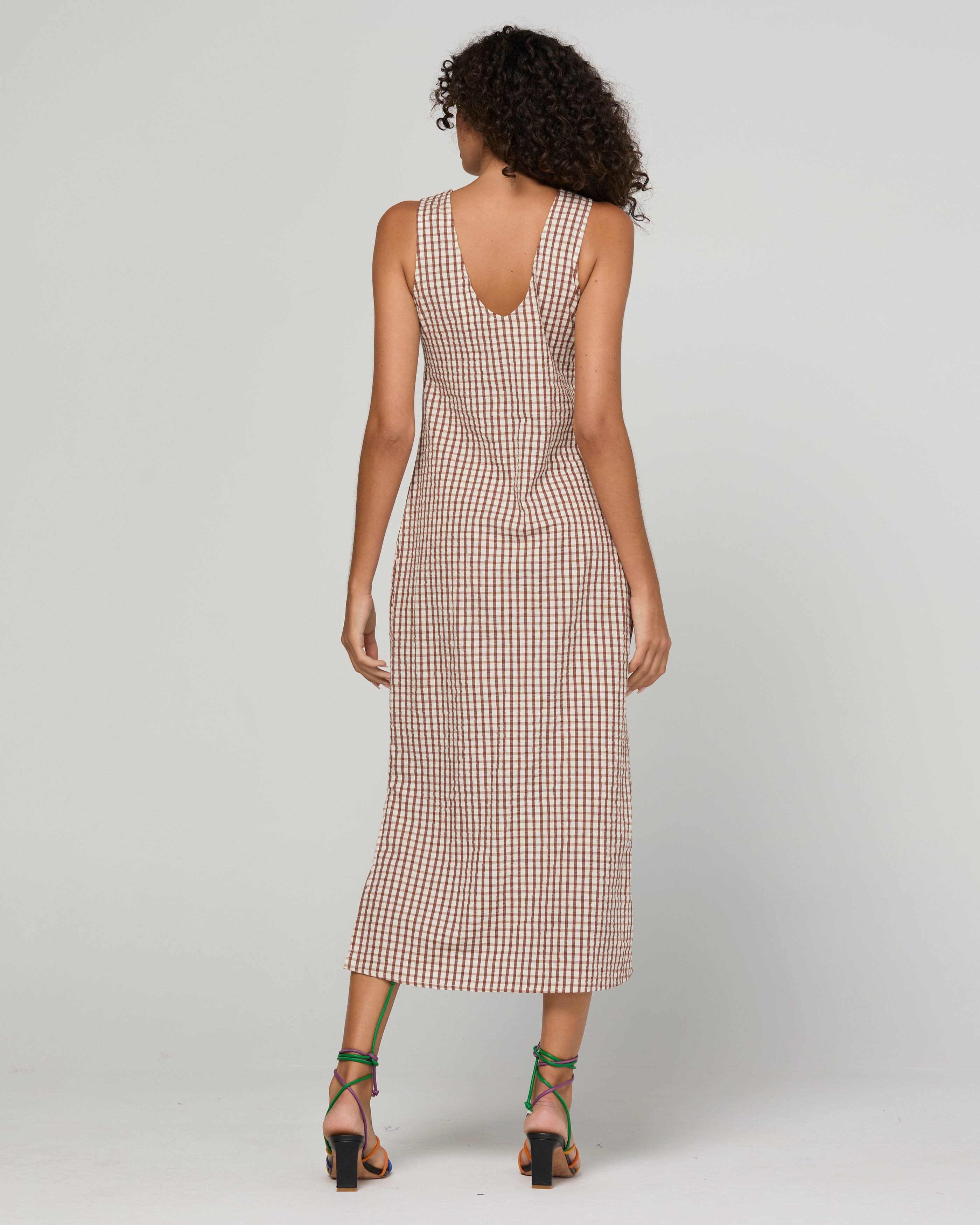 Sutora Dress - Cocoa Gingham