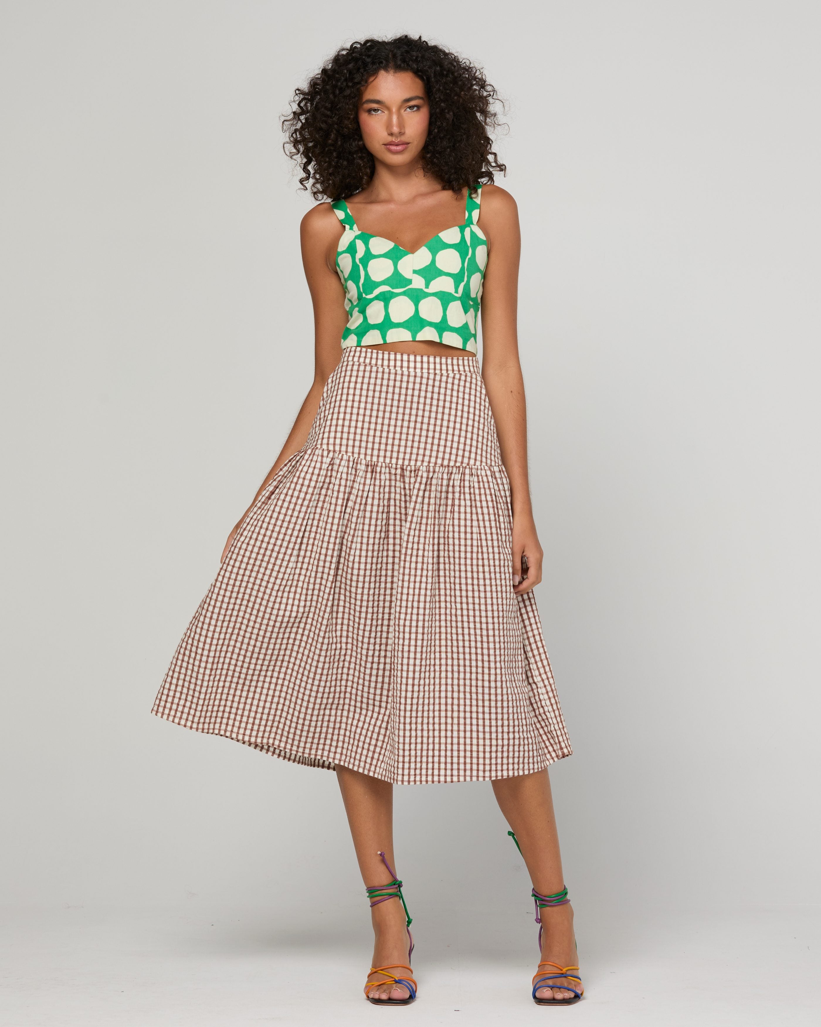 Coco Skirt - Cocoa Gingham