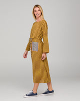 Akari Dress - Mustard Seersucker
