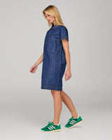 Fumiko Dress - Dark Denim Contrast Stitching