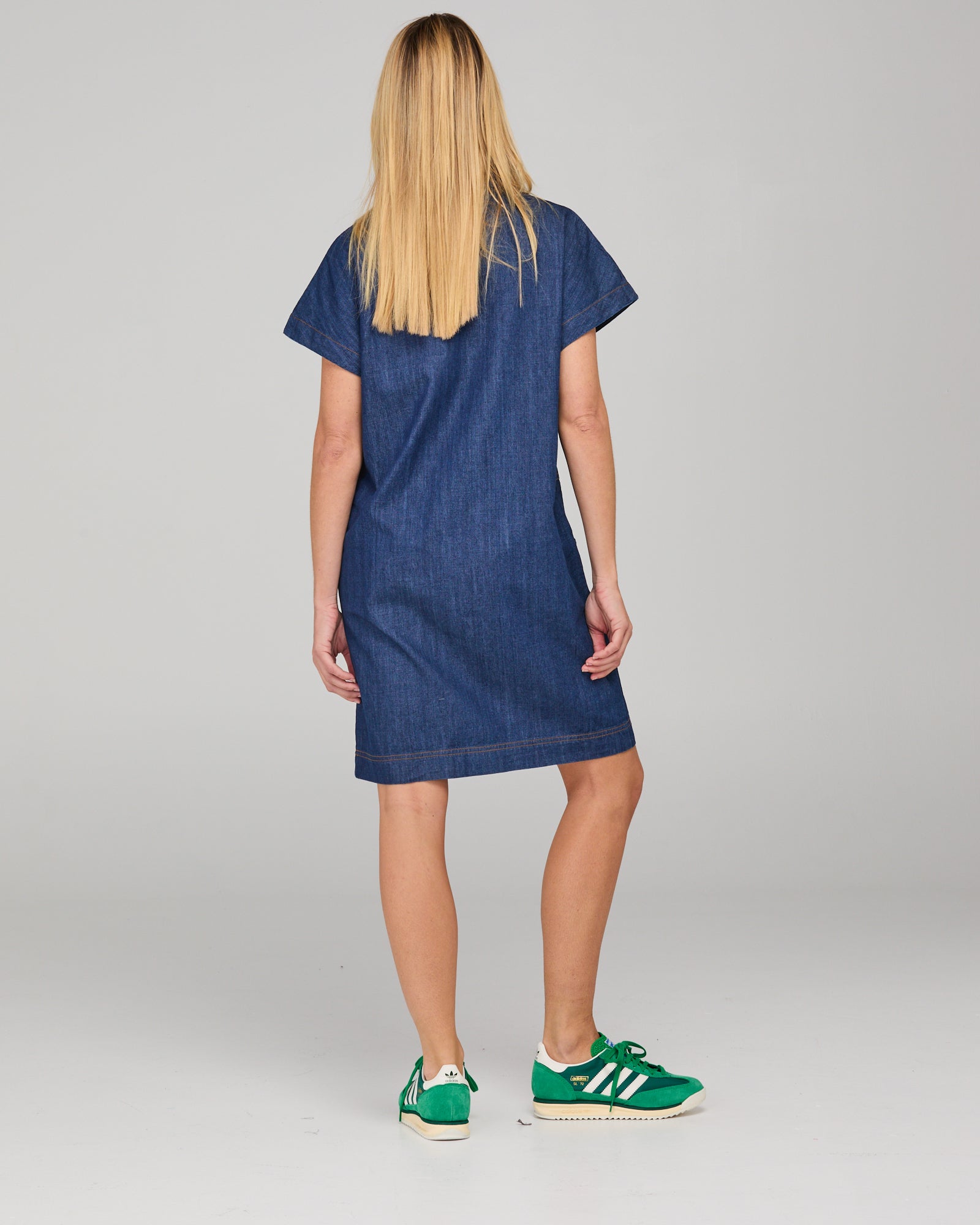 Fumiko Dress - Dark Denim Contrast Stitching