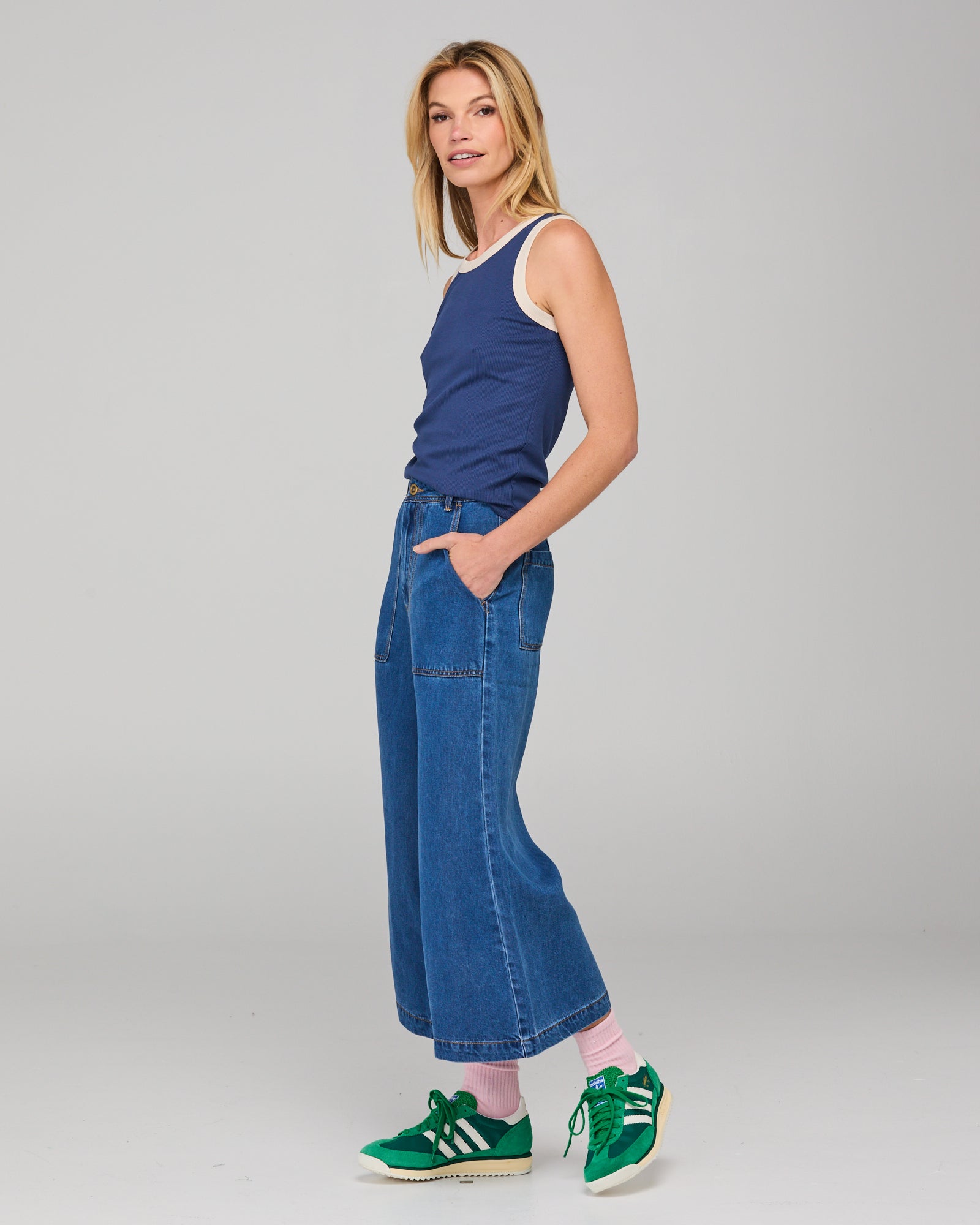 Bellissimo Tank - Navy/Ecru