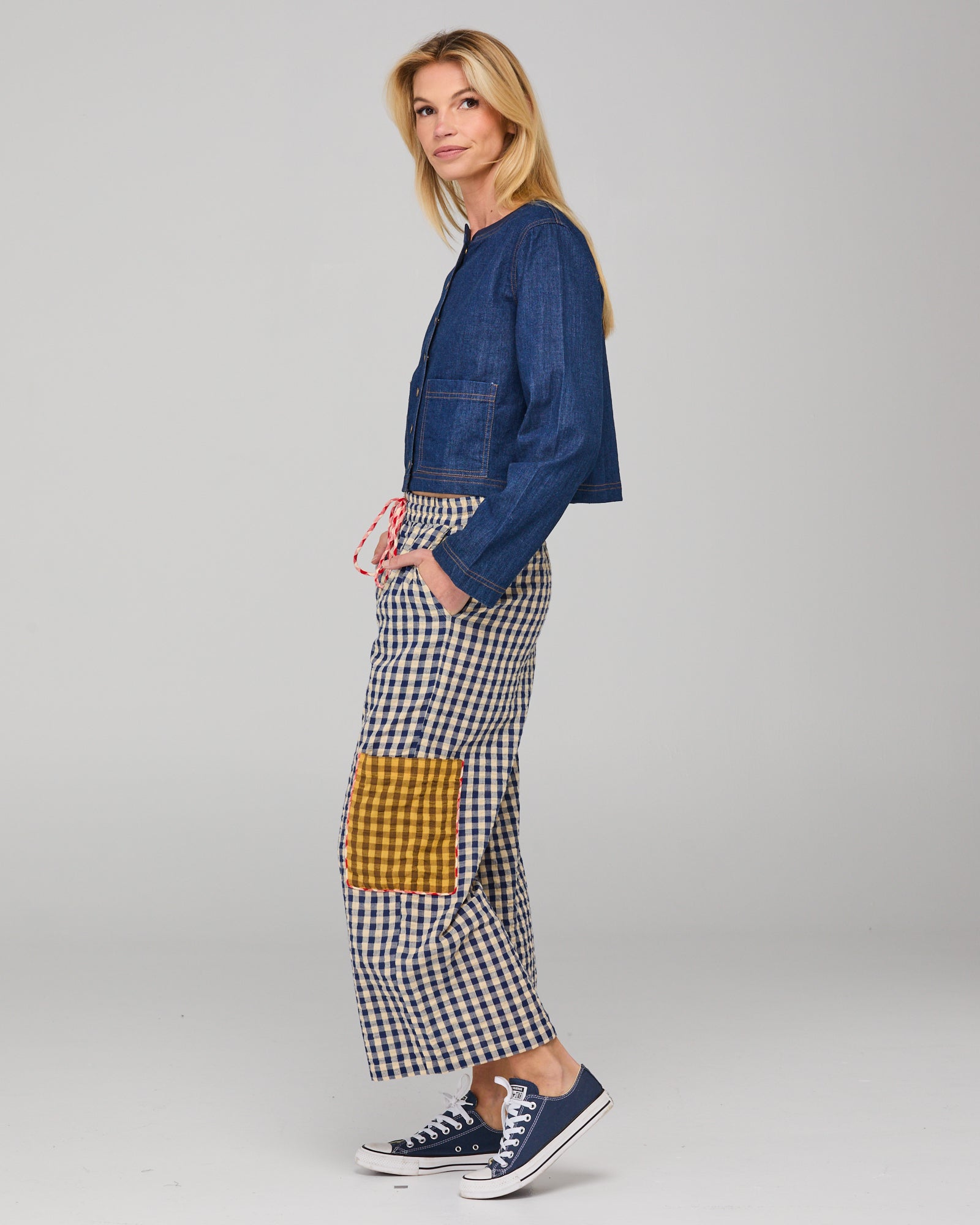 Evelina Pant- Navy Seersucker