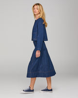 Fumiko Skirt - Dark Denim Contrast Stitching