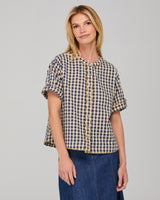 Josie Shirt - Navy Spliced Seersucker