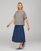 Josie Shirt - Navy Spliced Seersucker