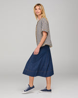 Fumiko Skirt - Dark Denim Contrast Stitching