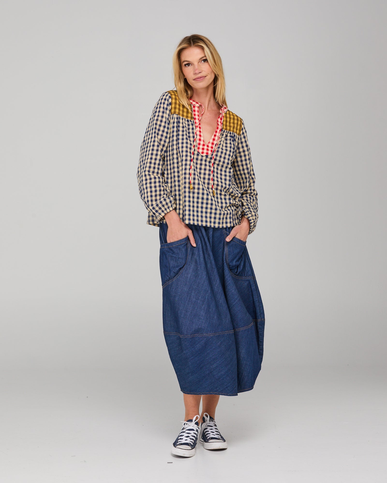 Guru Skirt - Dark Denim Contrast Stitching