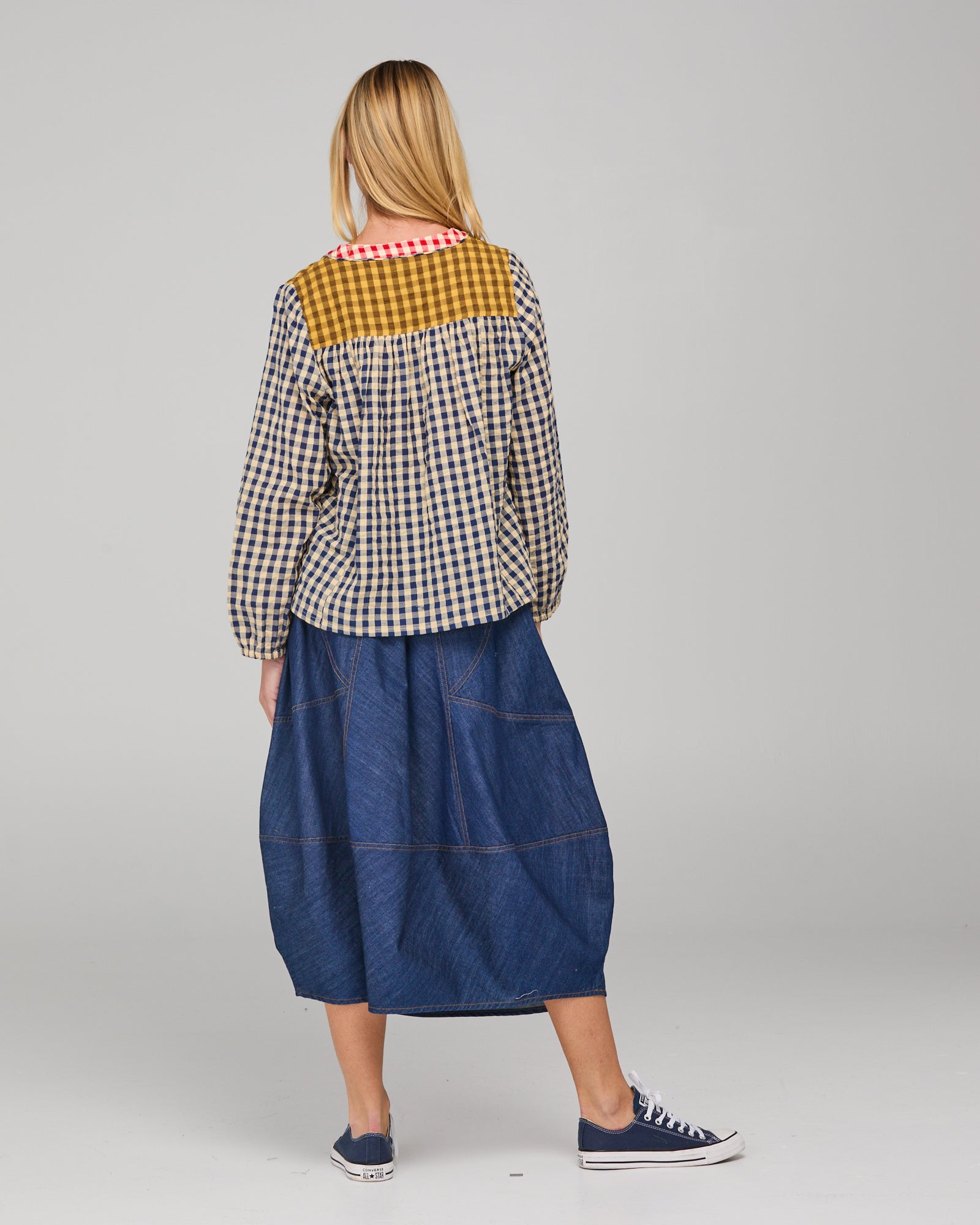 Guru Skirt - Dark Denim Contrast Stitching