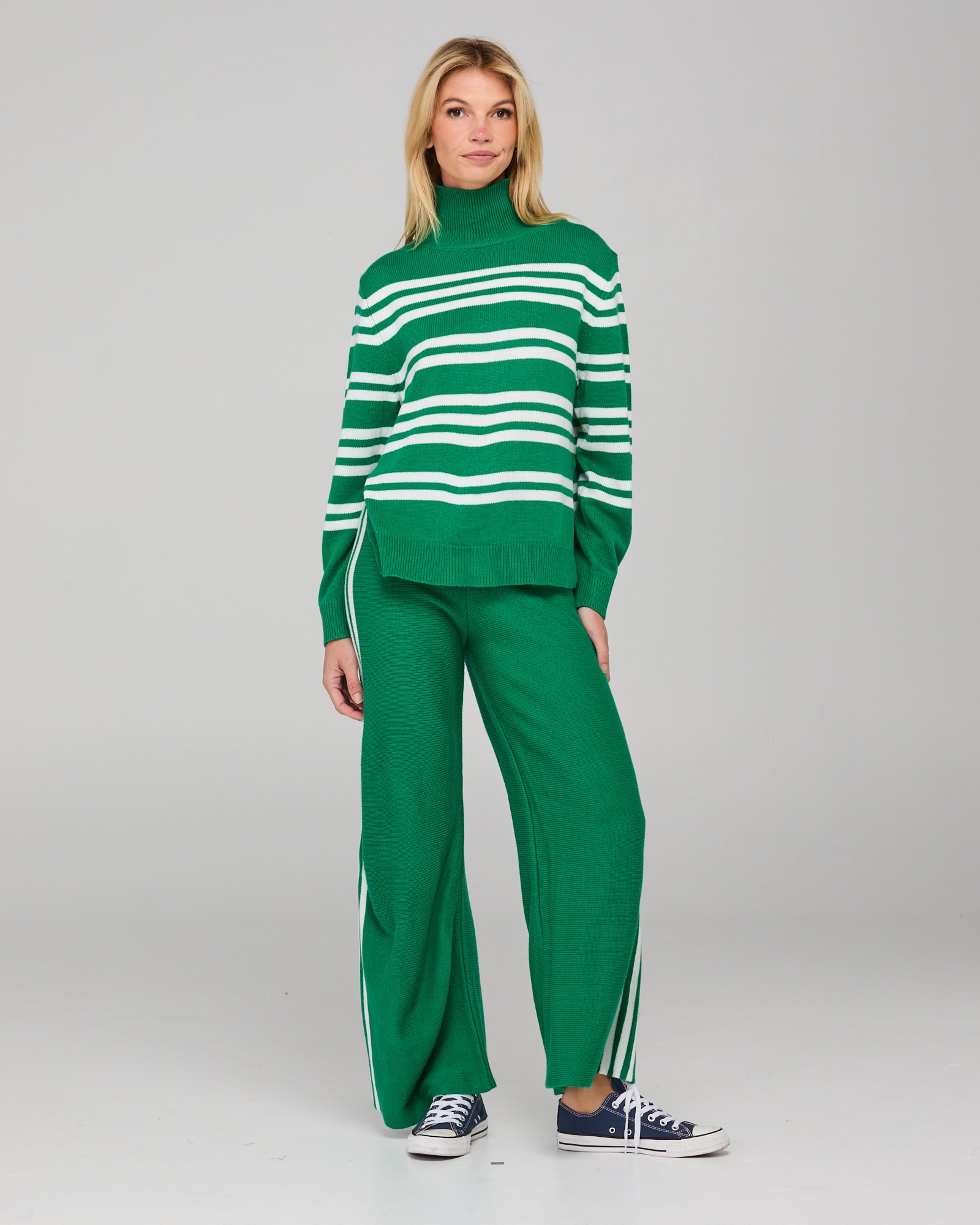 Zena Pant - Green Stripe