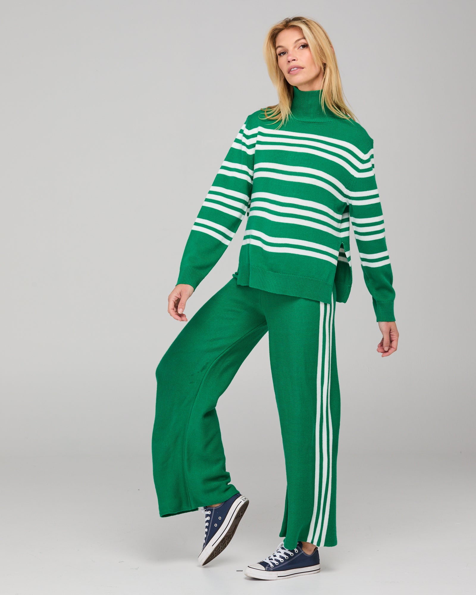 Zena Pant - Green Stripe