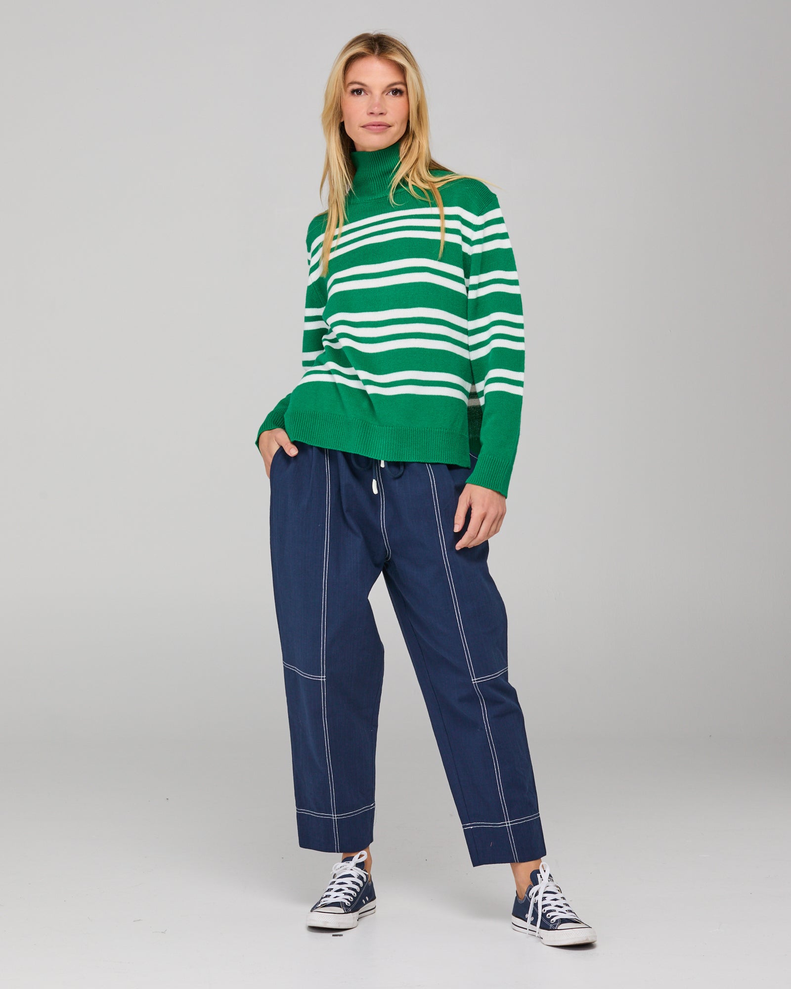 Zena Jumper  - Green Stripe