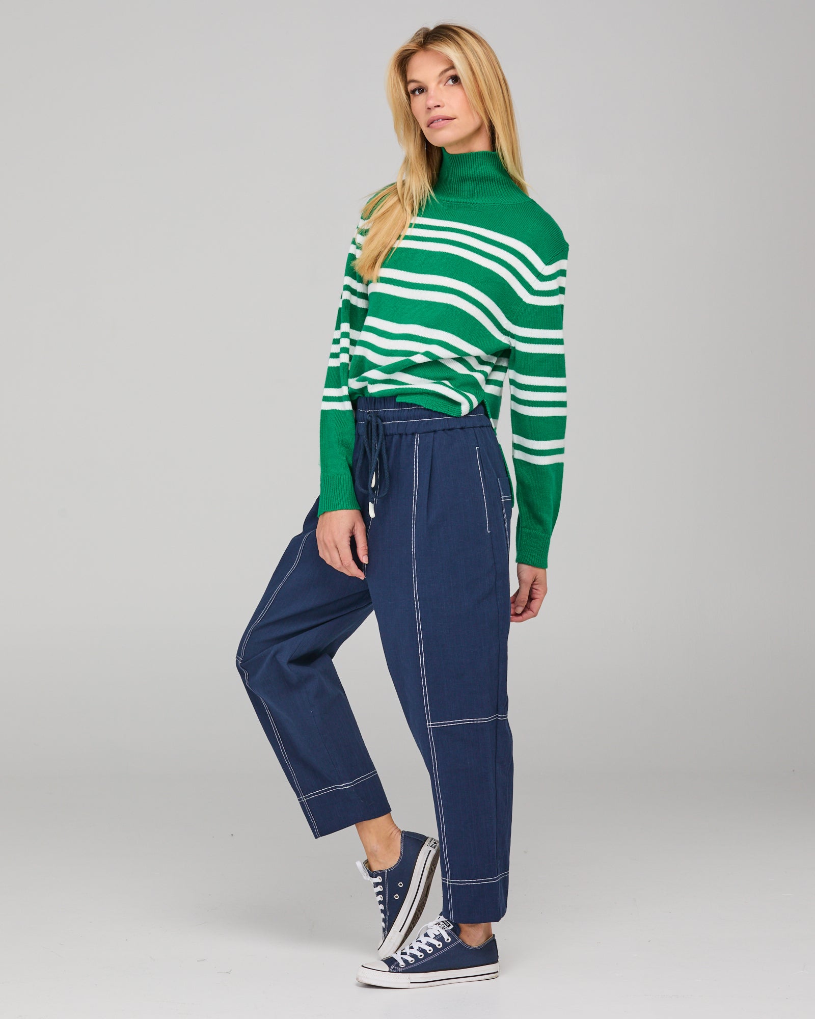 Zena Jumper  - Green Stripe