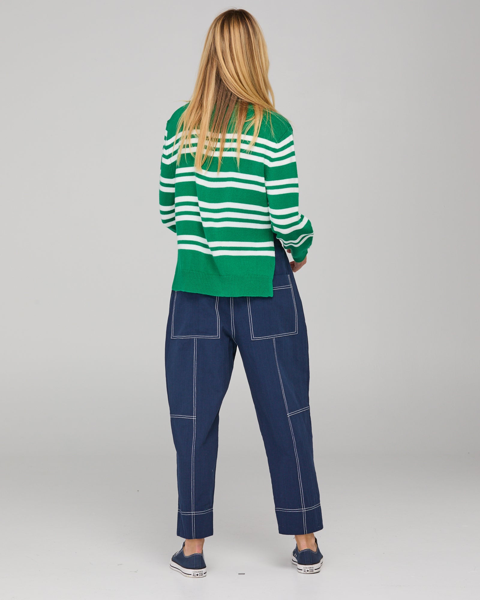 Zena Jumper  - Green Stripe