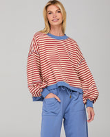 Guru Sweater - Washed Maroon Stripe