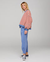 Guru Sweater - Washed Maroon Stripe