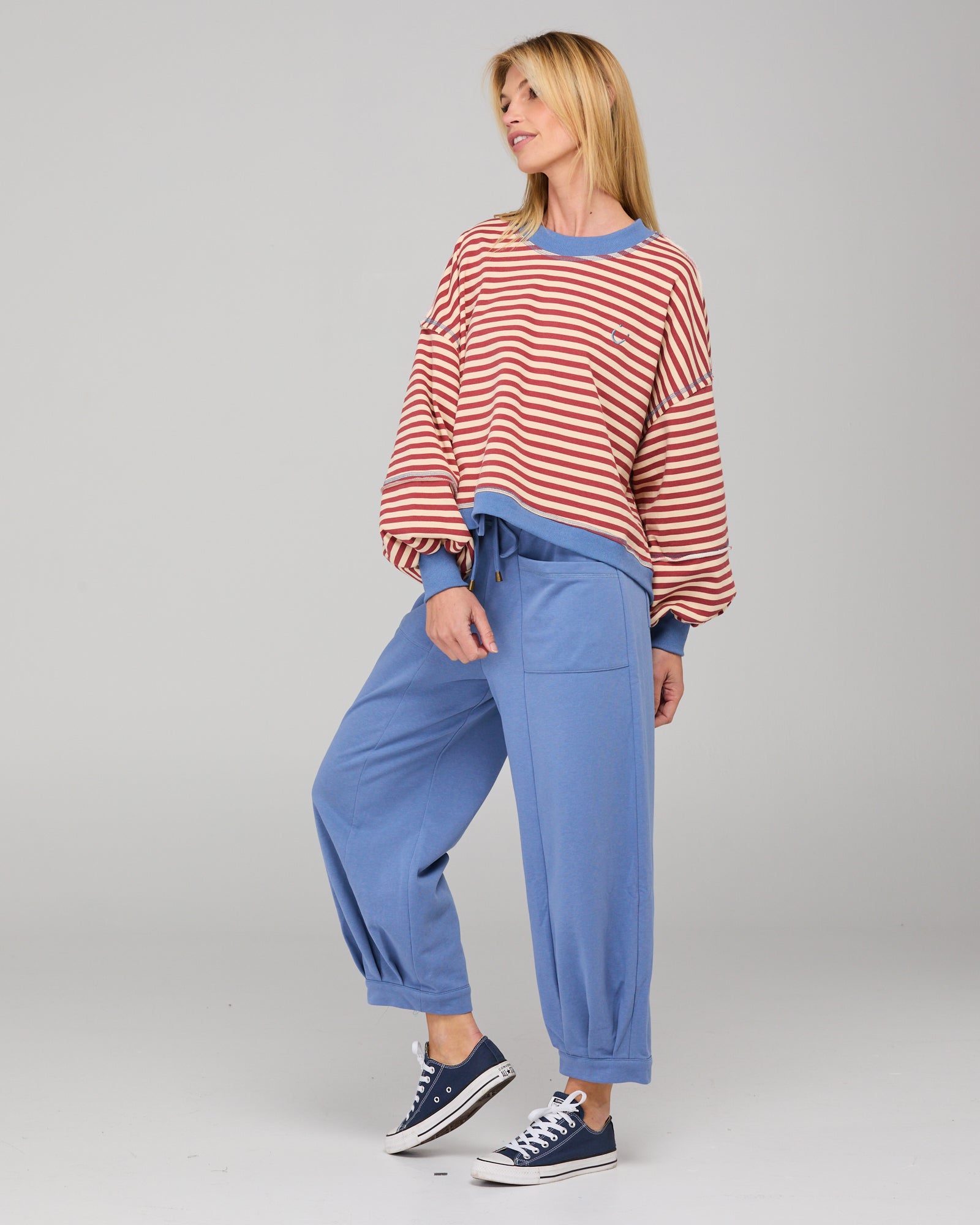 Guru Sweater - Washed Maroon Stripe