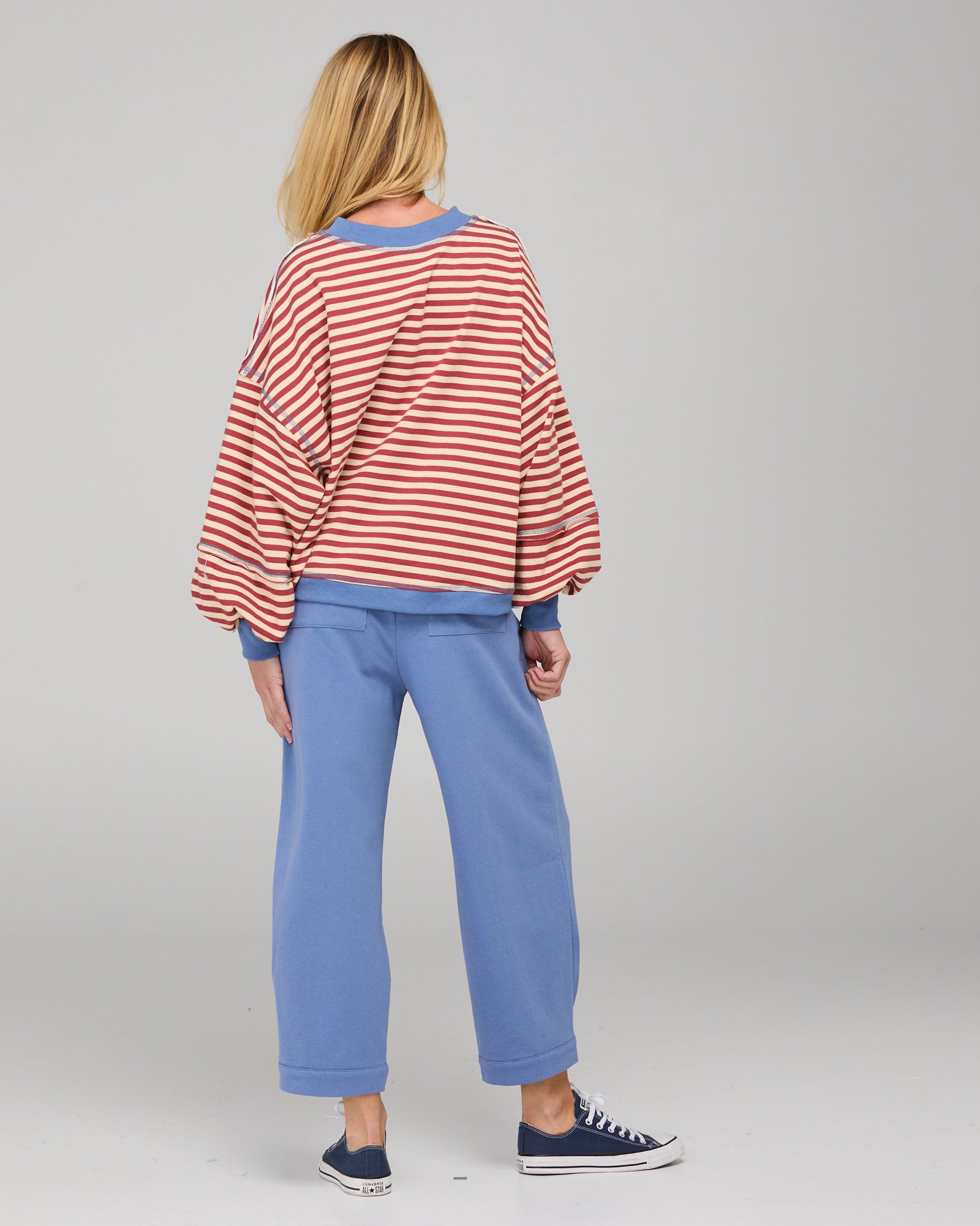 Guru Sweater - Washed Maroon Stripe