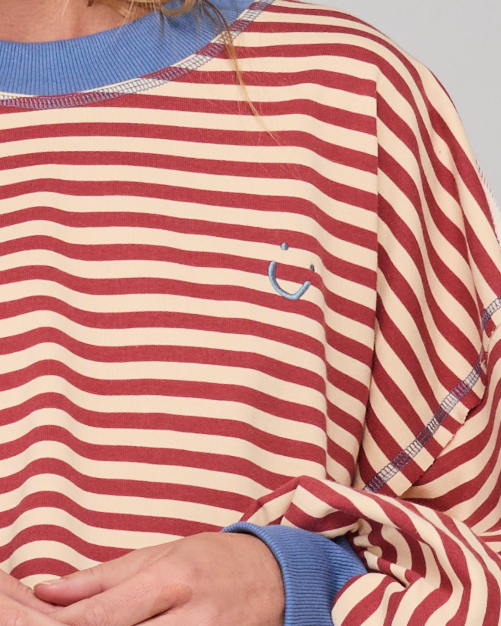 Guru Sweater - Washed Maroon Stripe