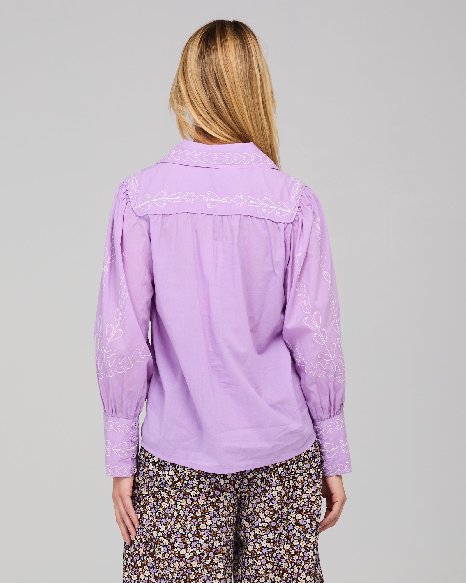 Yuna Shirt Embroidered  - Purple