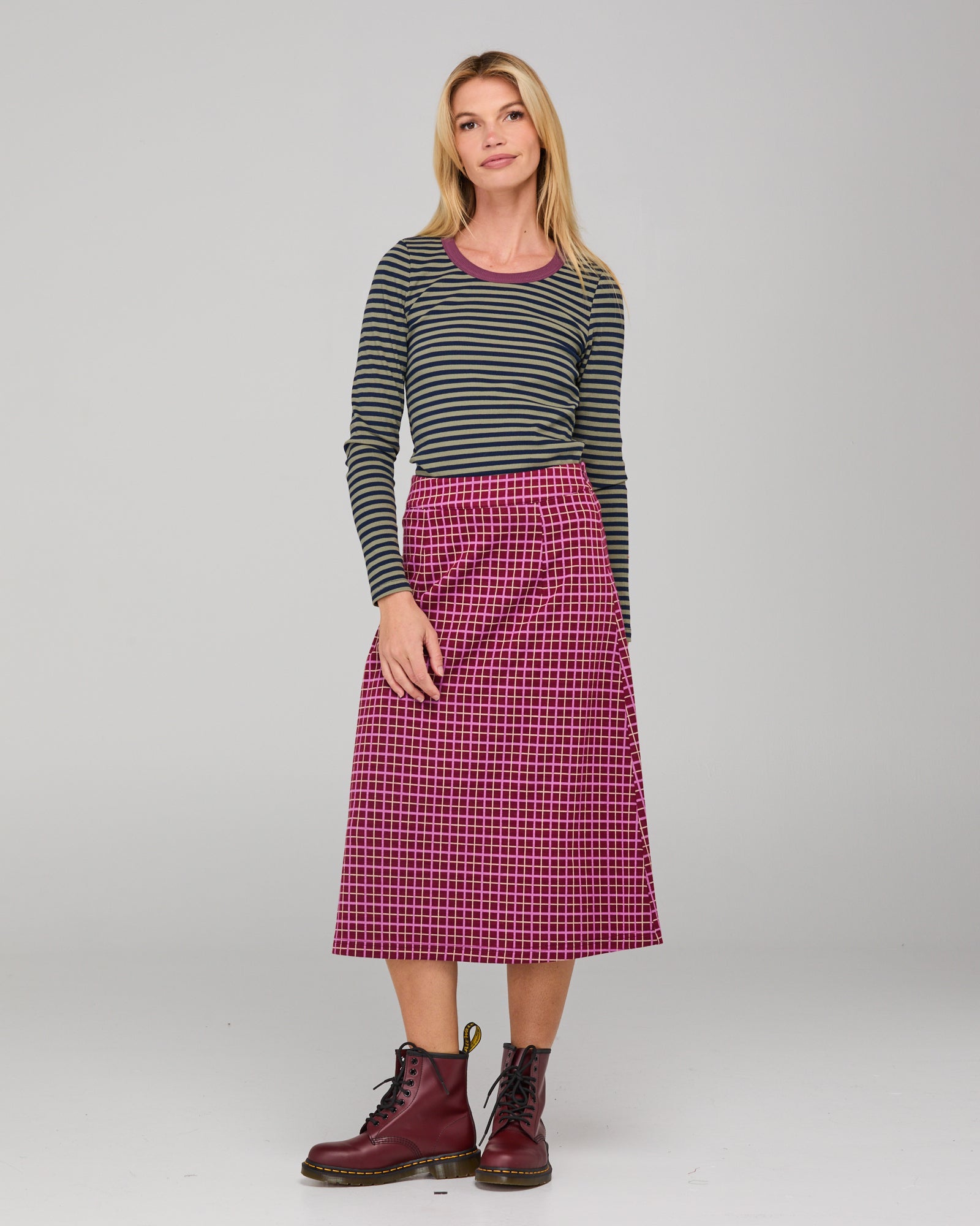 Bellissimo L/S Top -  Khaki/Navy Stripe
