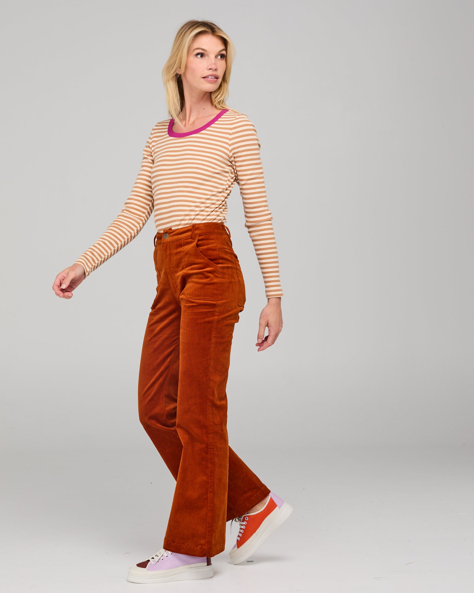 Bellissimo L/S Top - Caramel/Cream Stripe