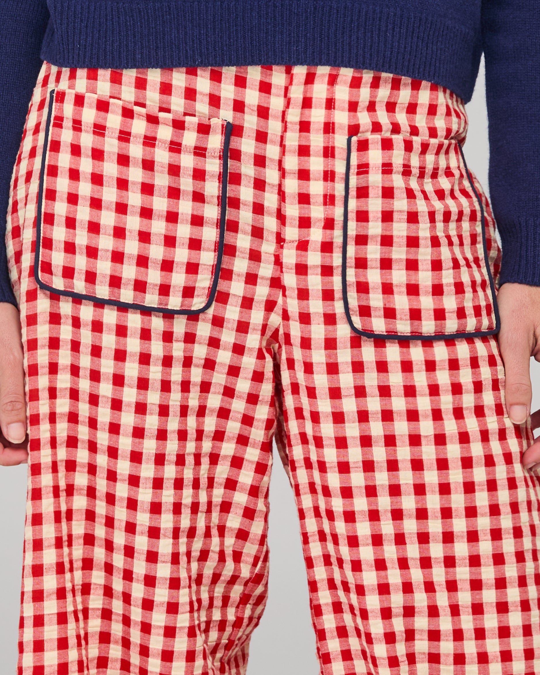 Fay Pant - Red Seersucker