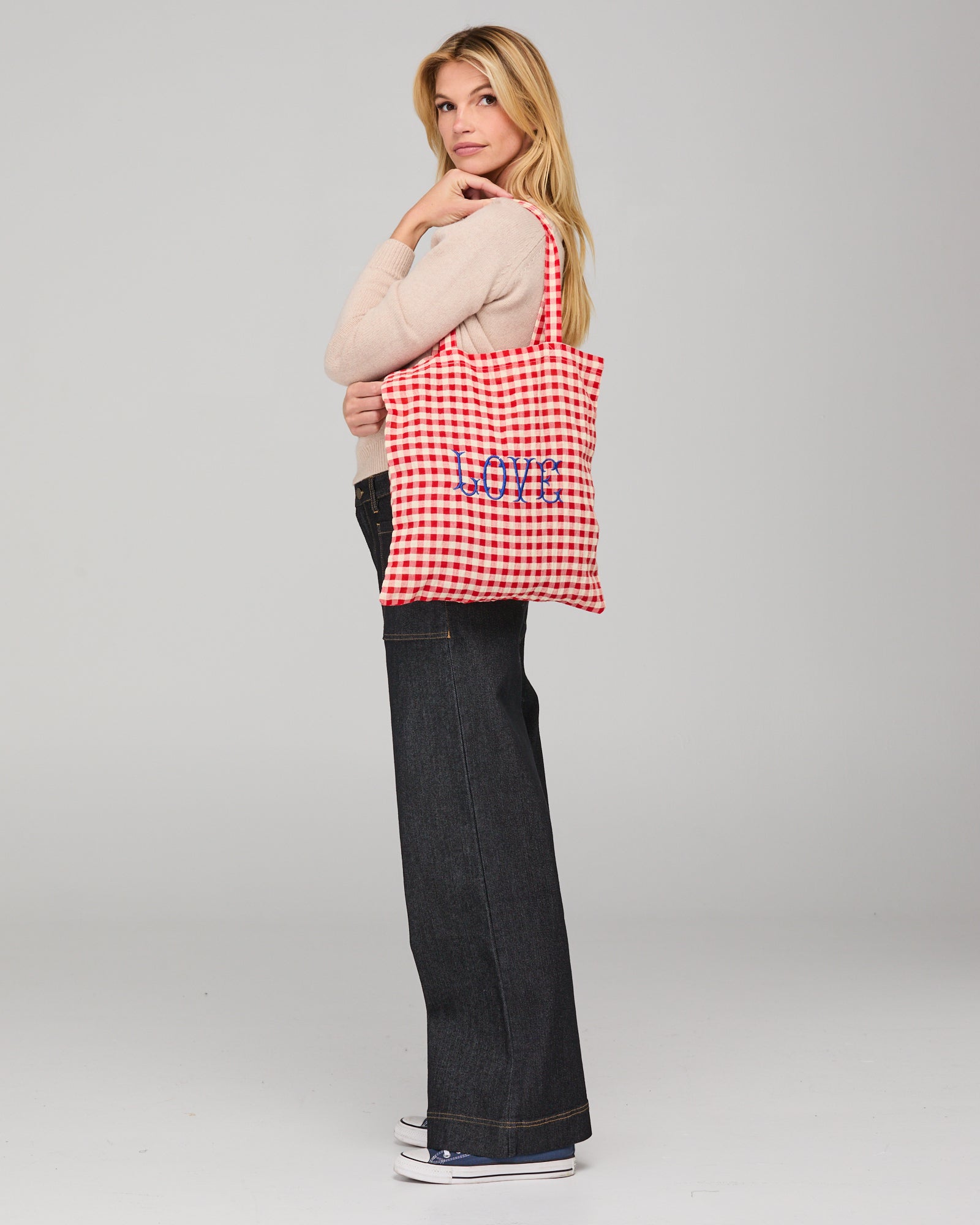 Love Tote - Red Seersucker