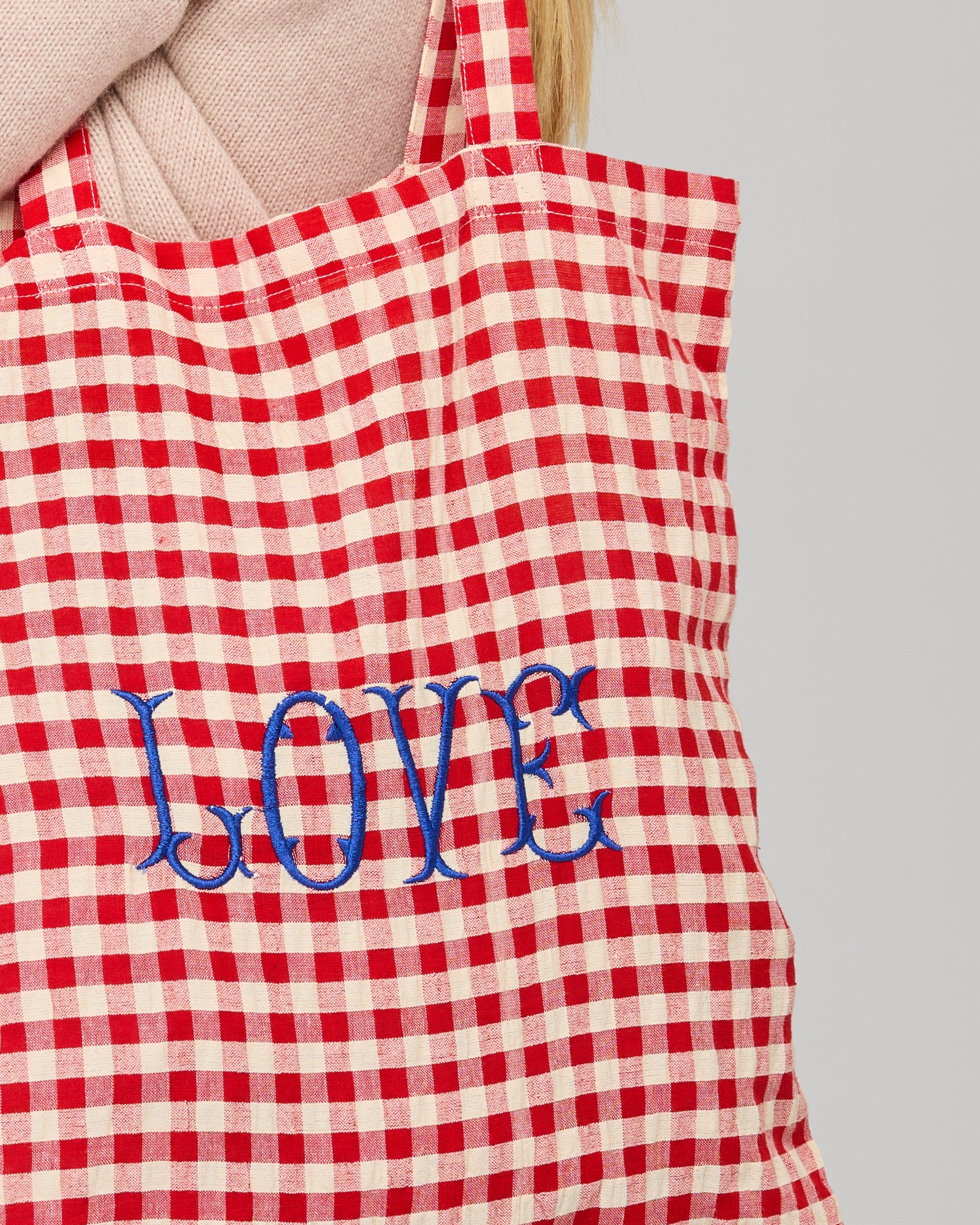 Love Tote - Red Seersucker