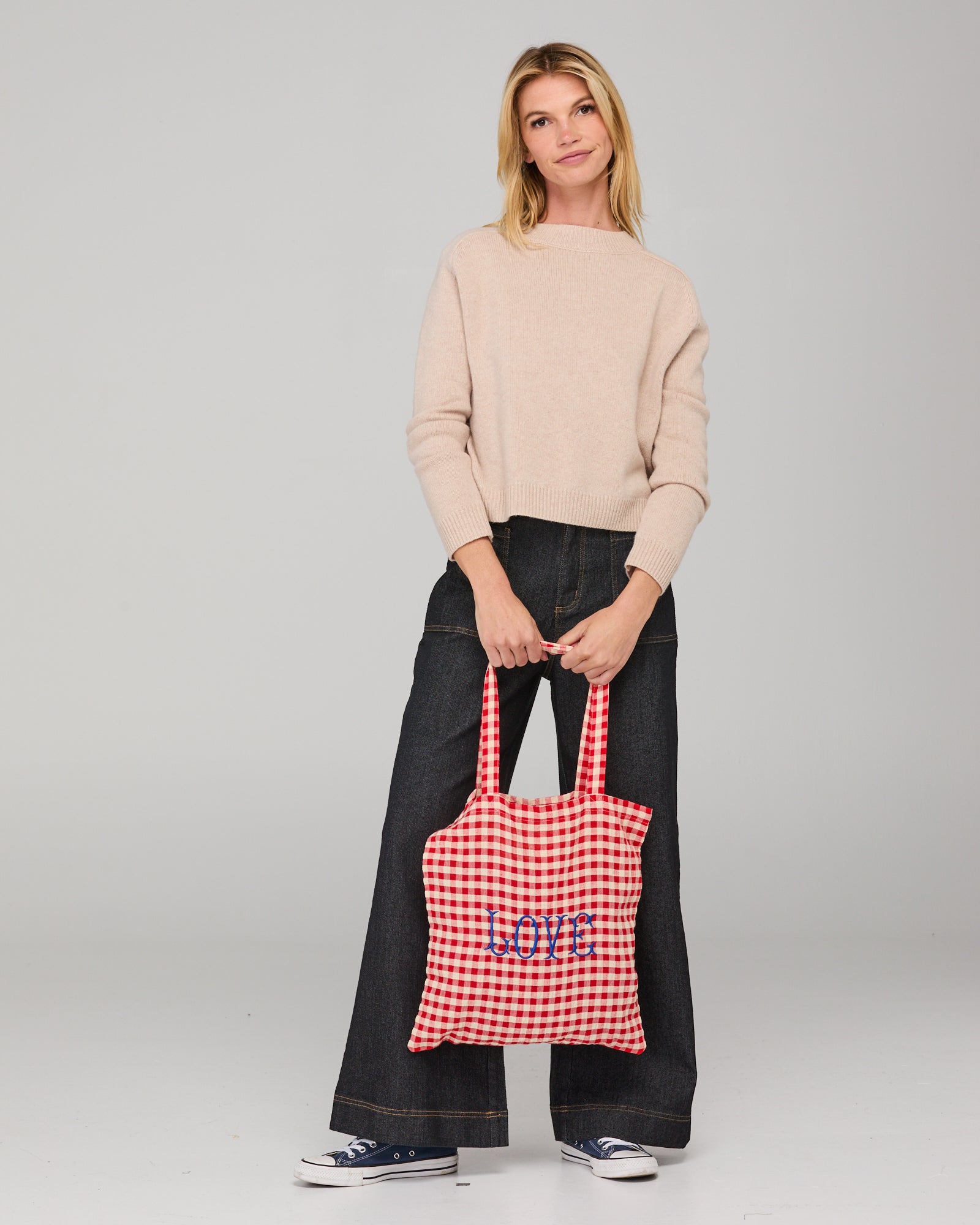 Love Tote - Red Seersucker