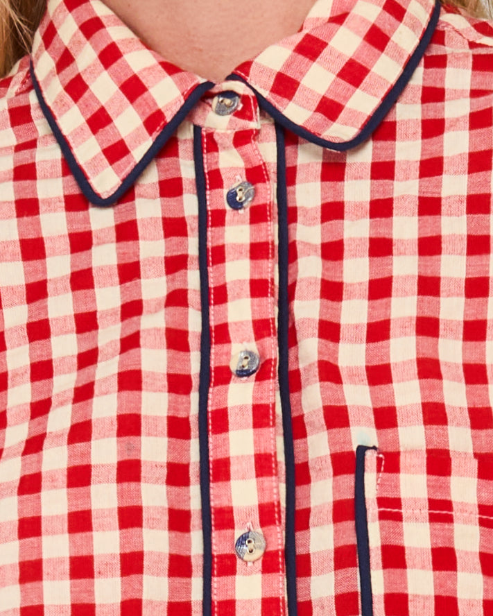 Mizuki Shirt Red - Red Seersucker