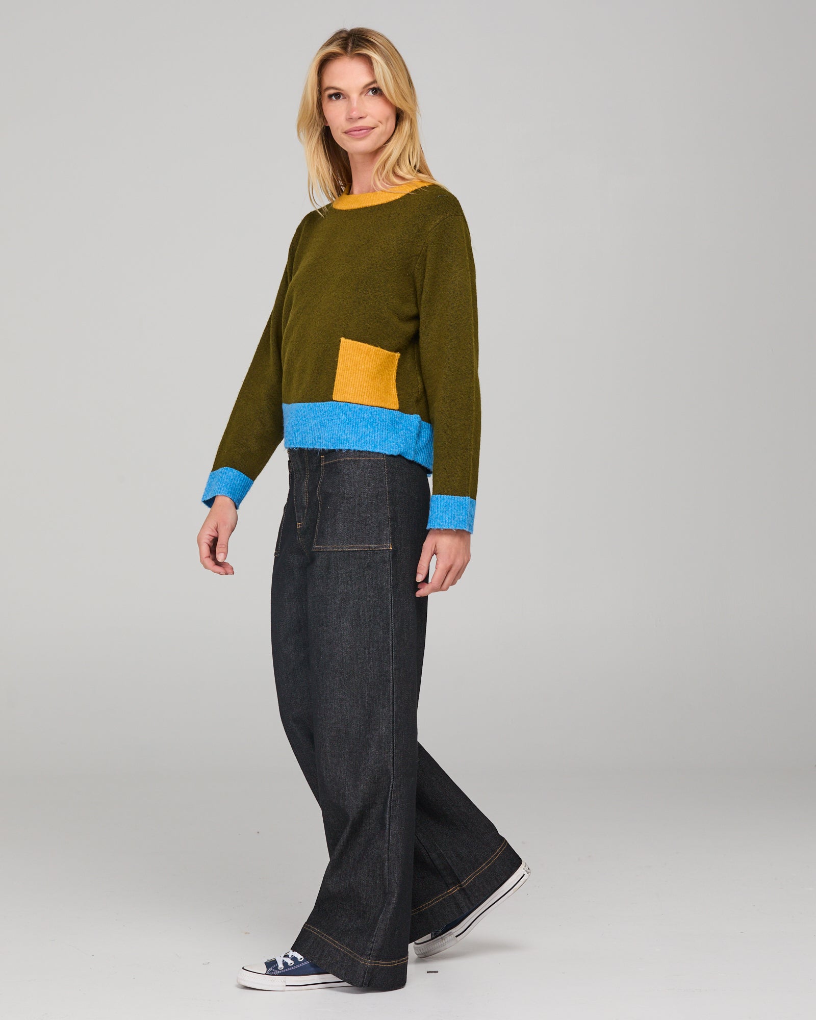 Poet Jumper - Olive Multi