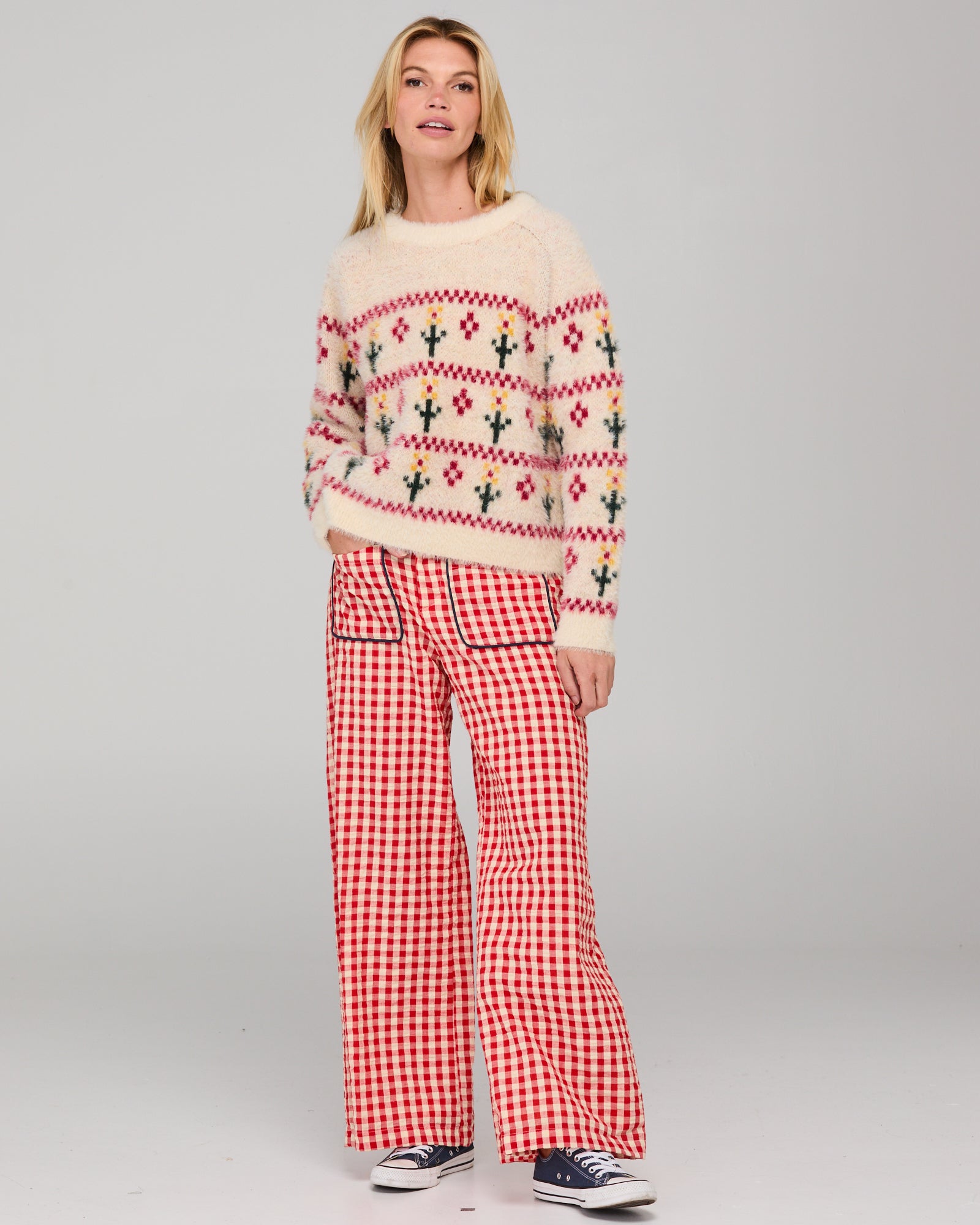 Fay Pant - Red Seersucker